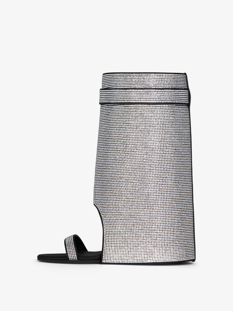 SHARK LOCK SANDALS IN SATIN WITH STRASS 4