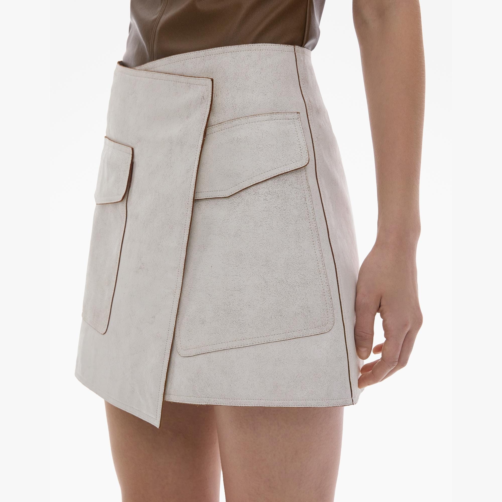 LEATHER TRENCH WRAP SKIRT - 6