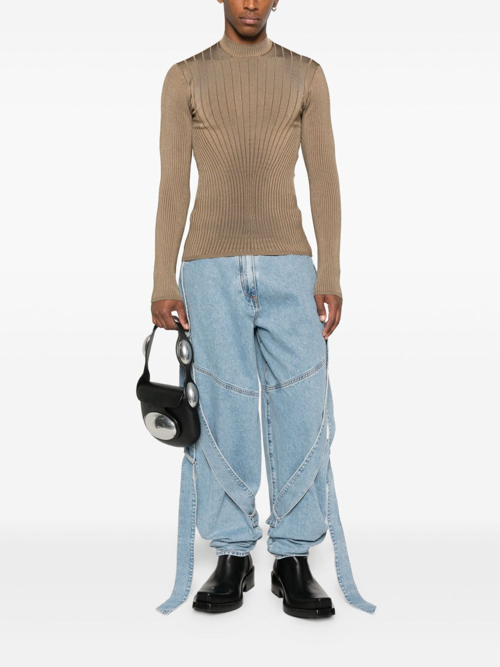 ribbed high-neck jumper - 2