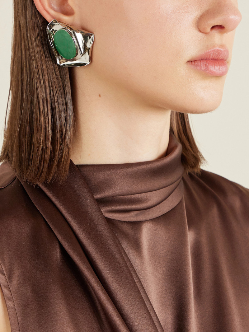 Jennifer Behr Kendall Silver-tone Aventurine Earrings outlook