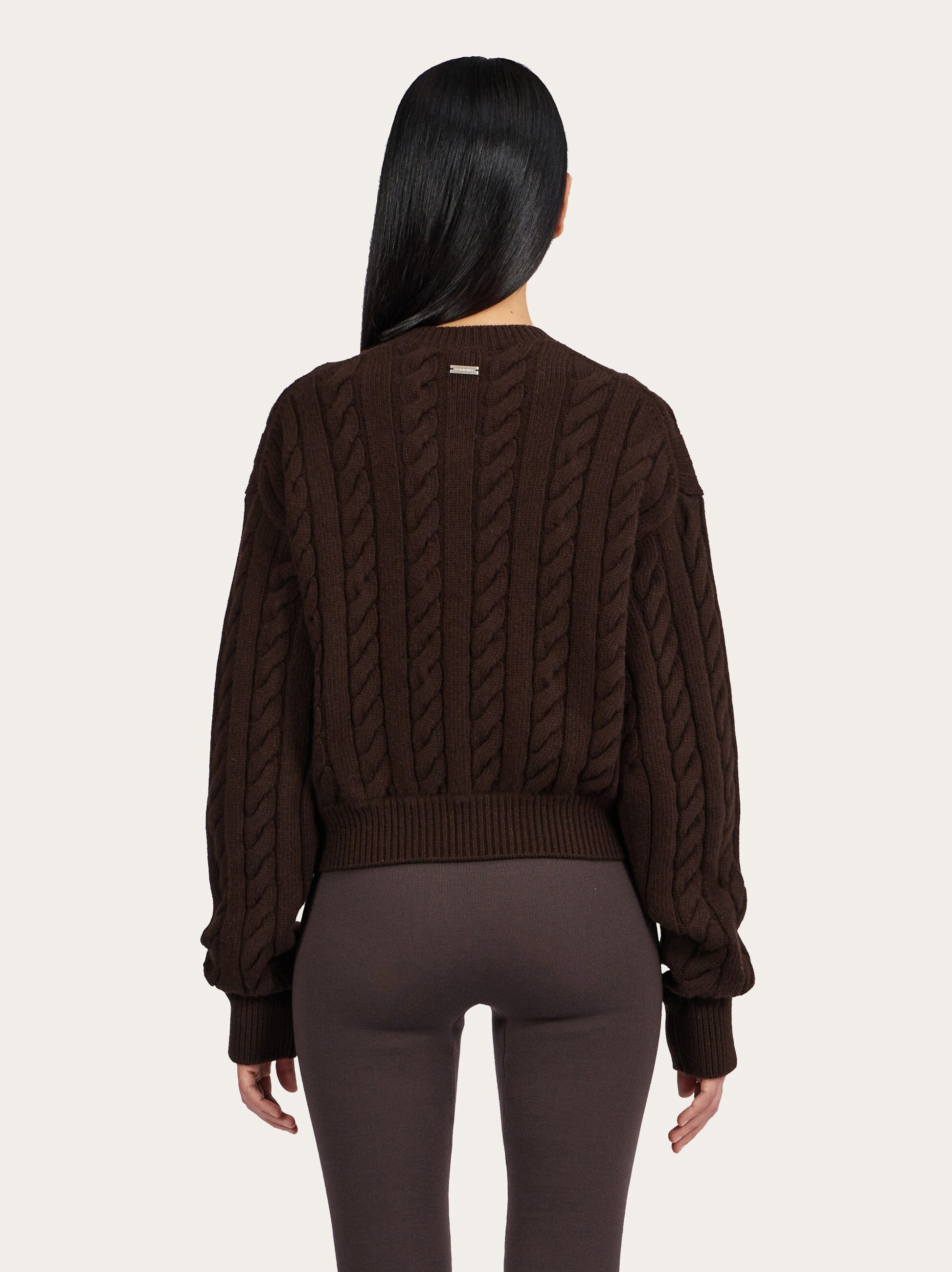 Cable knit V-neck sweater - 3