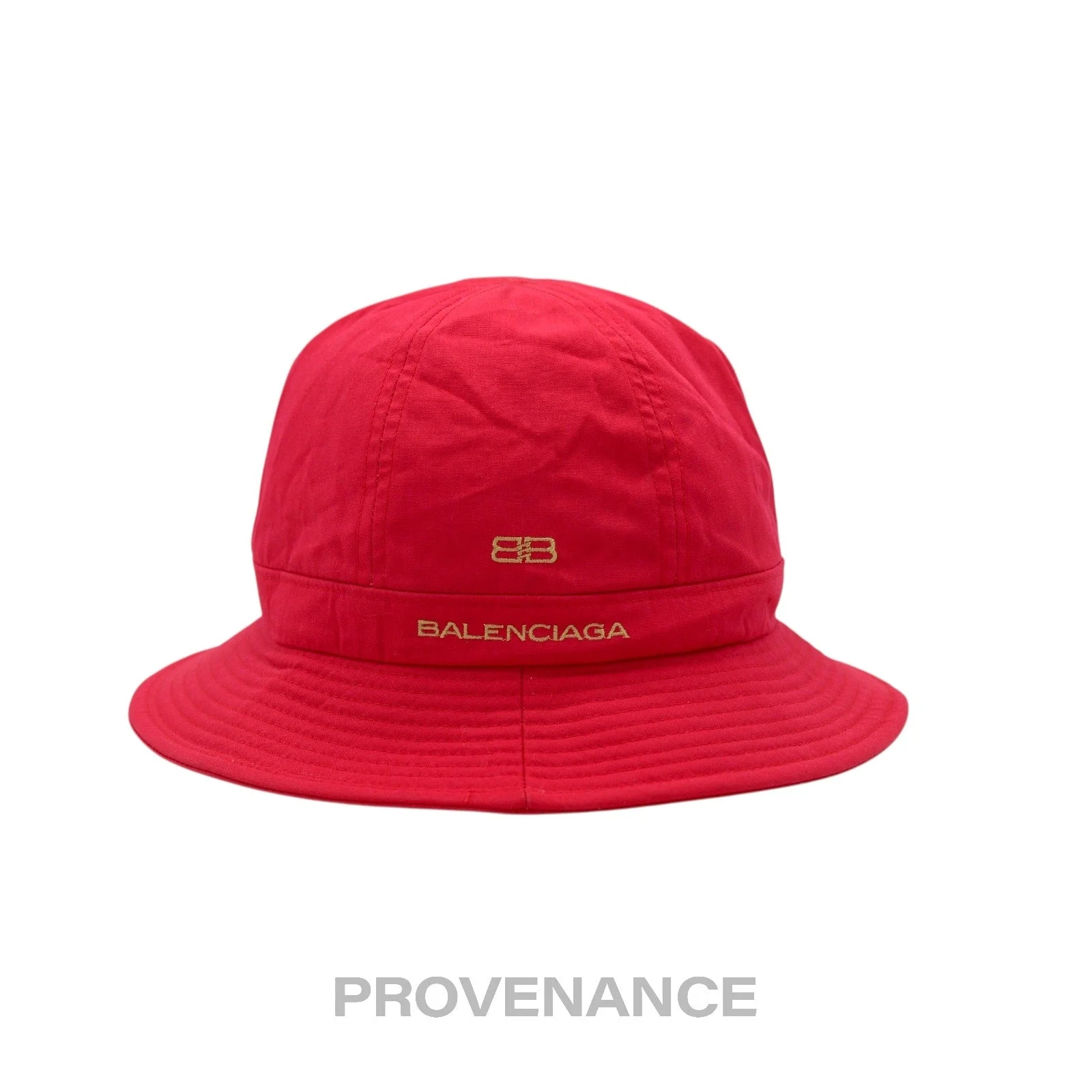 Balenciaga BB Logo Embroidered Bucket Hat - Red M - 1