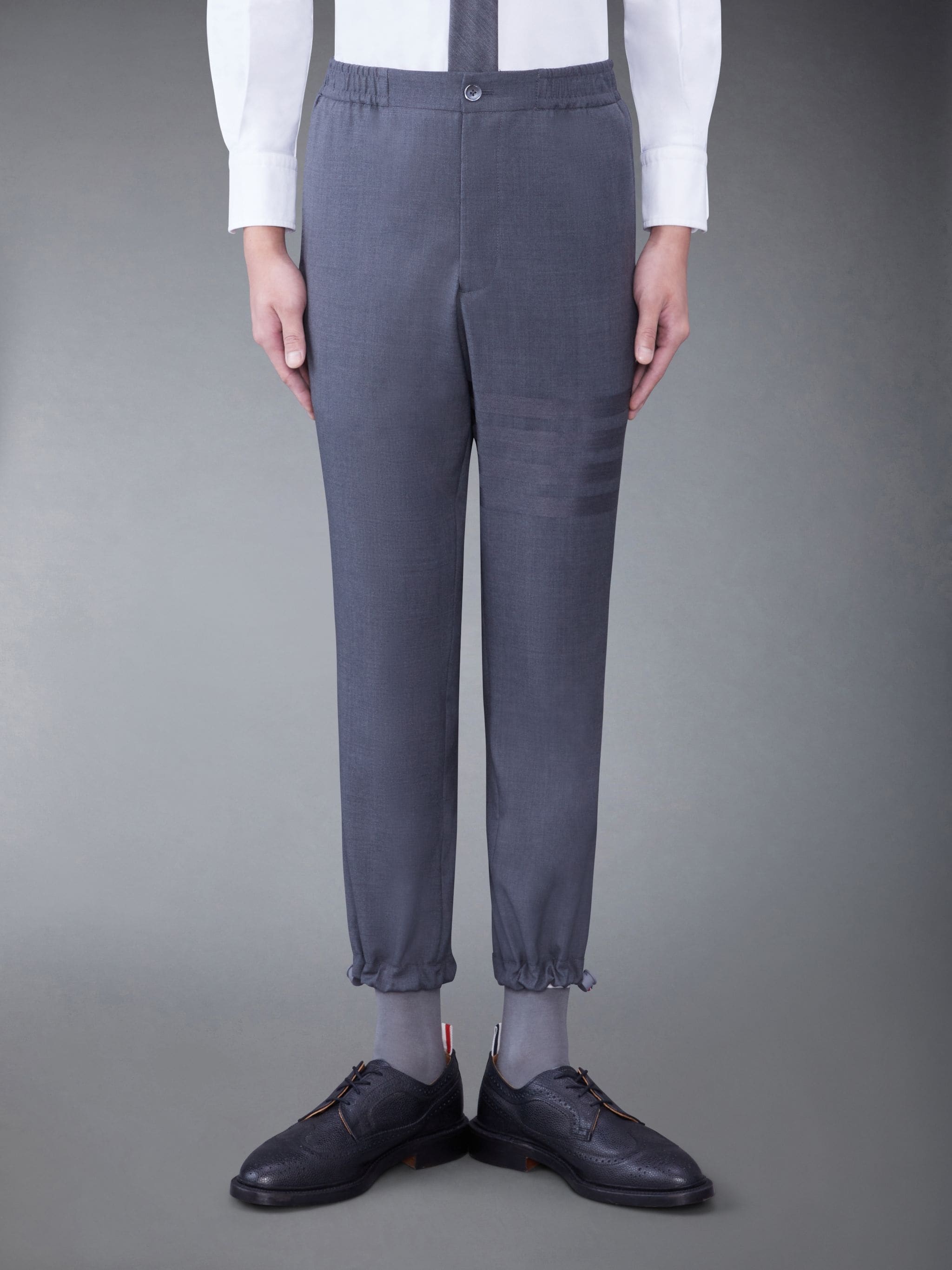 PLAIN WEAVE 4-BAR ELASTIC WAIST TRACK TROUSER - 1