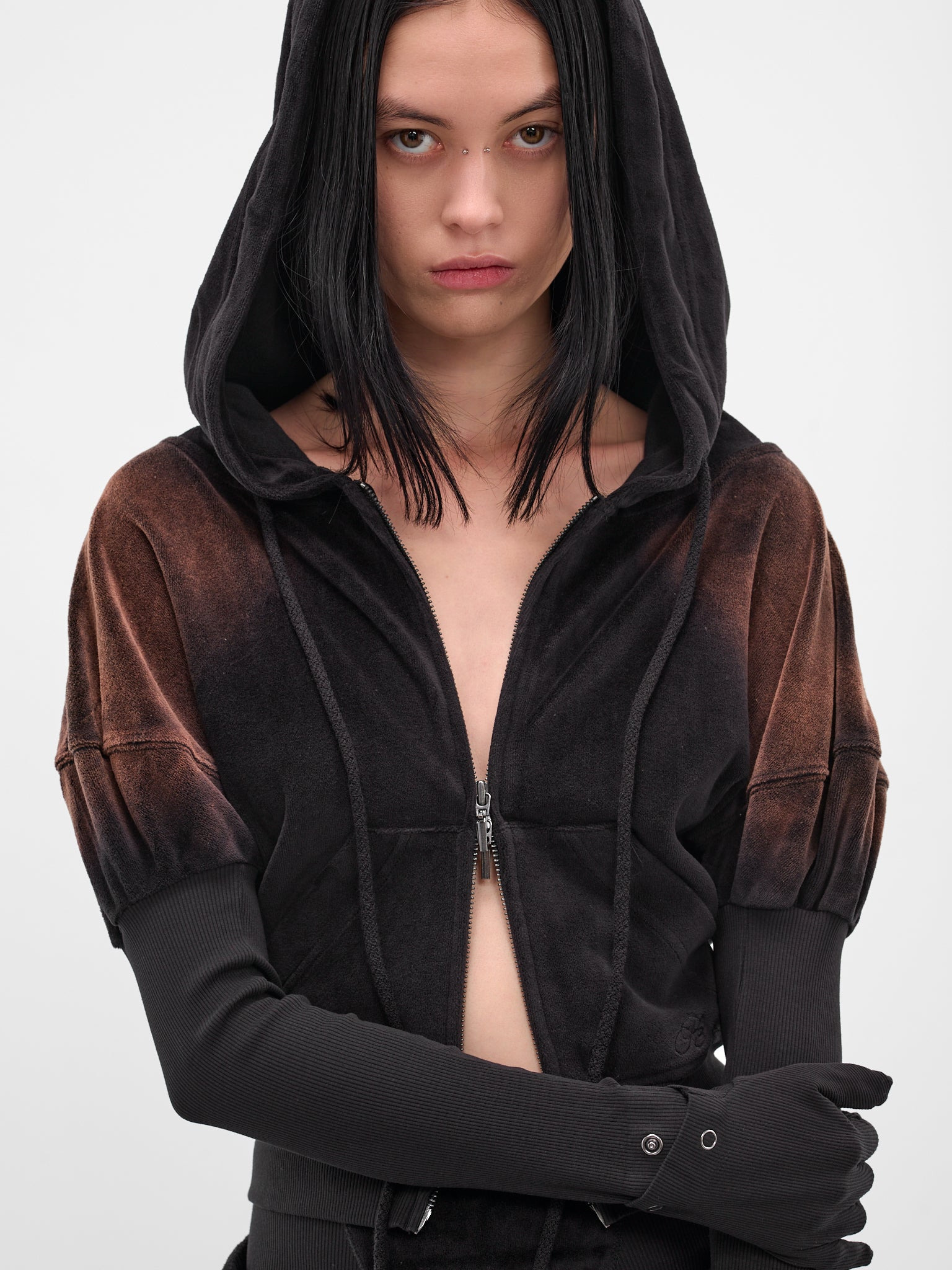 Brown Oversized Paris Zip Hoodie - 5