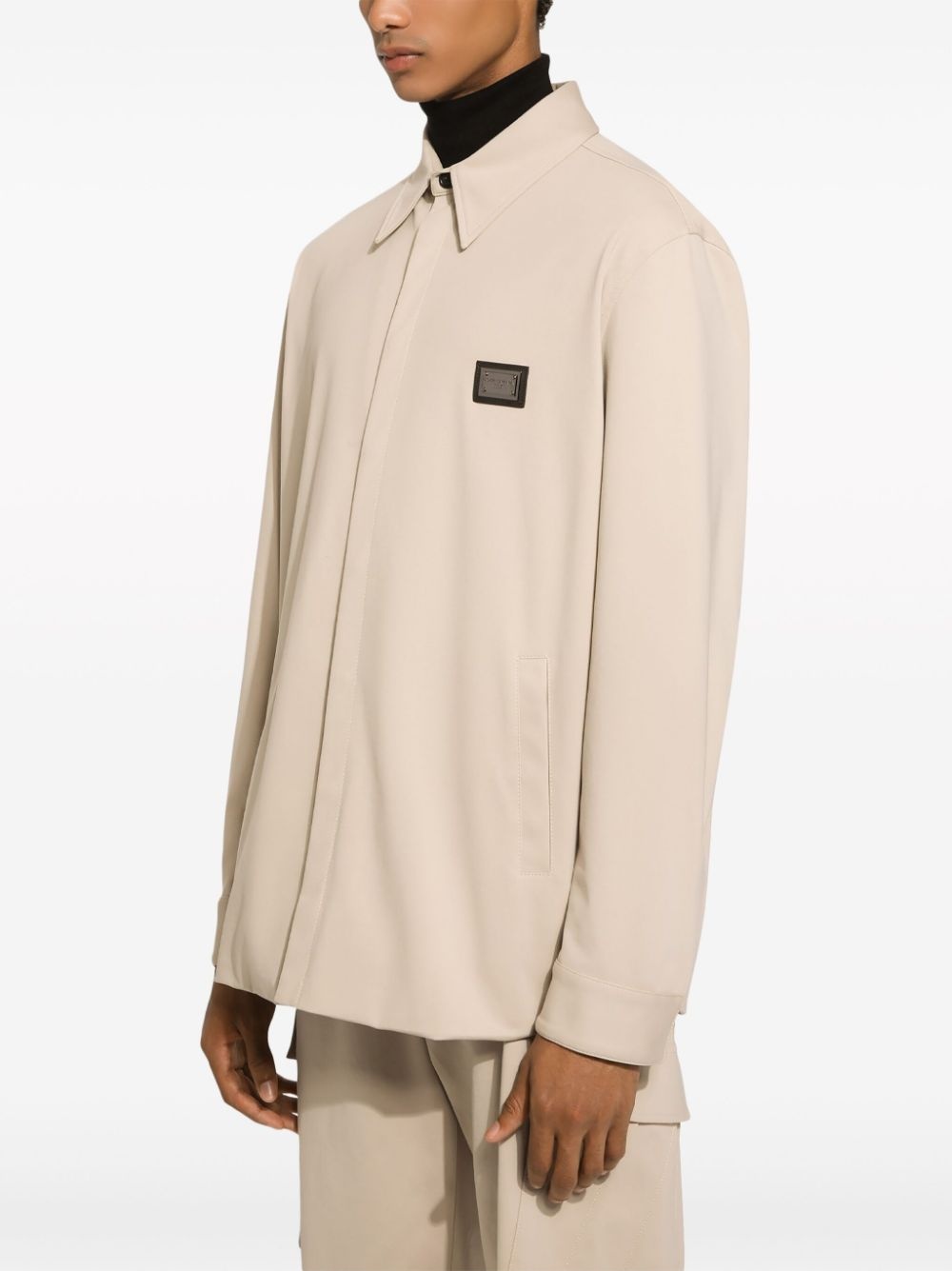 logo-plaque cotton-blend shirt - 5