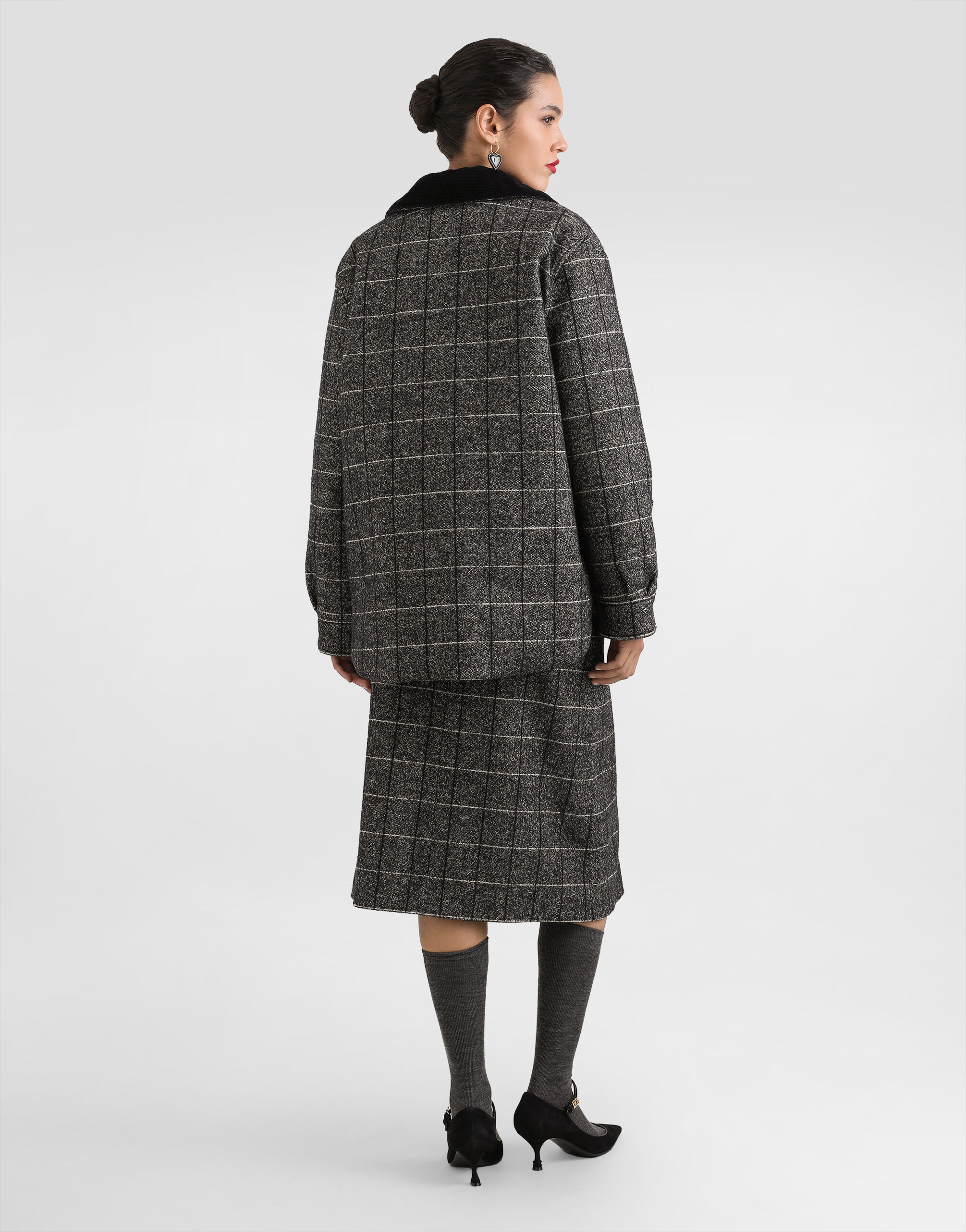 Wool blend check skirt - 3