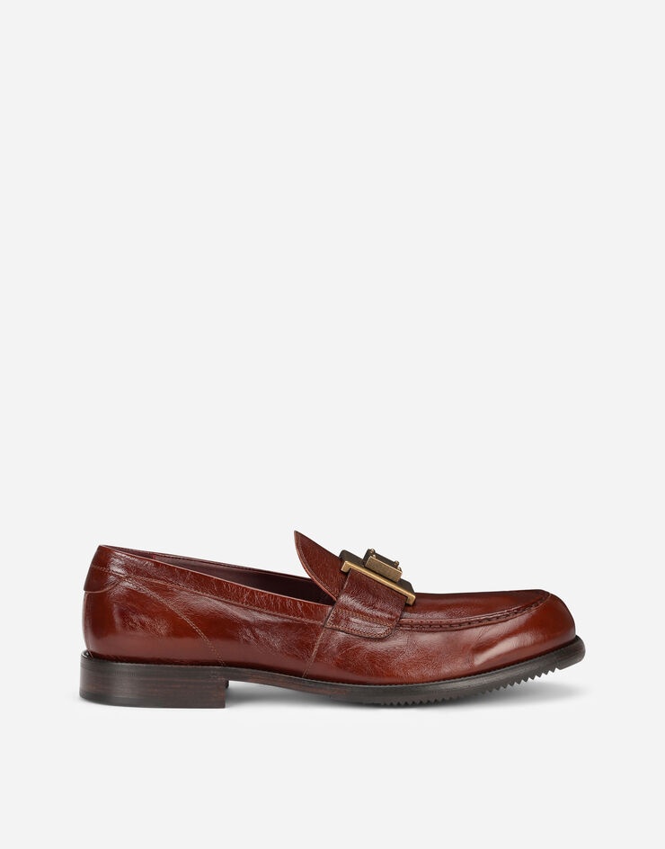 Mino calfskin loafers with branded plate - 1