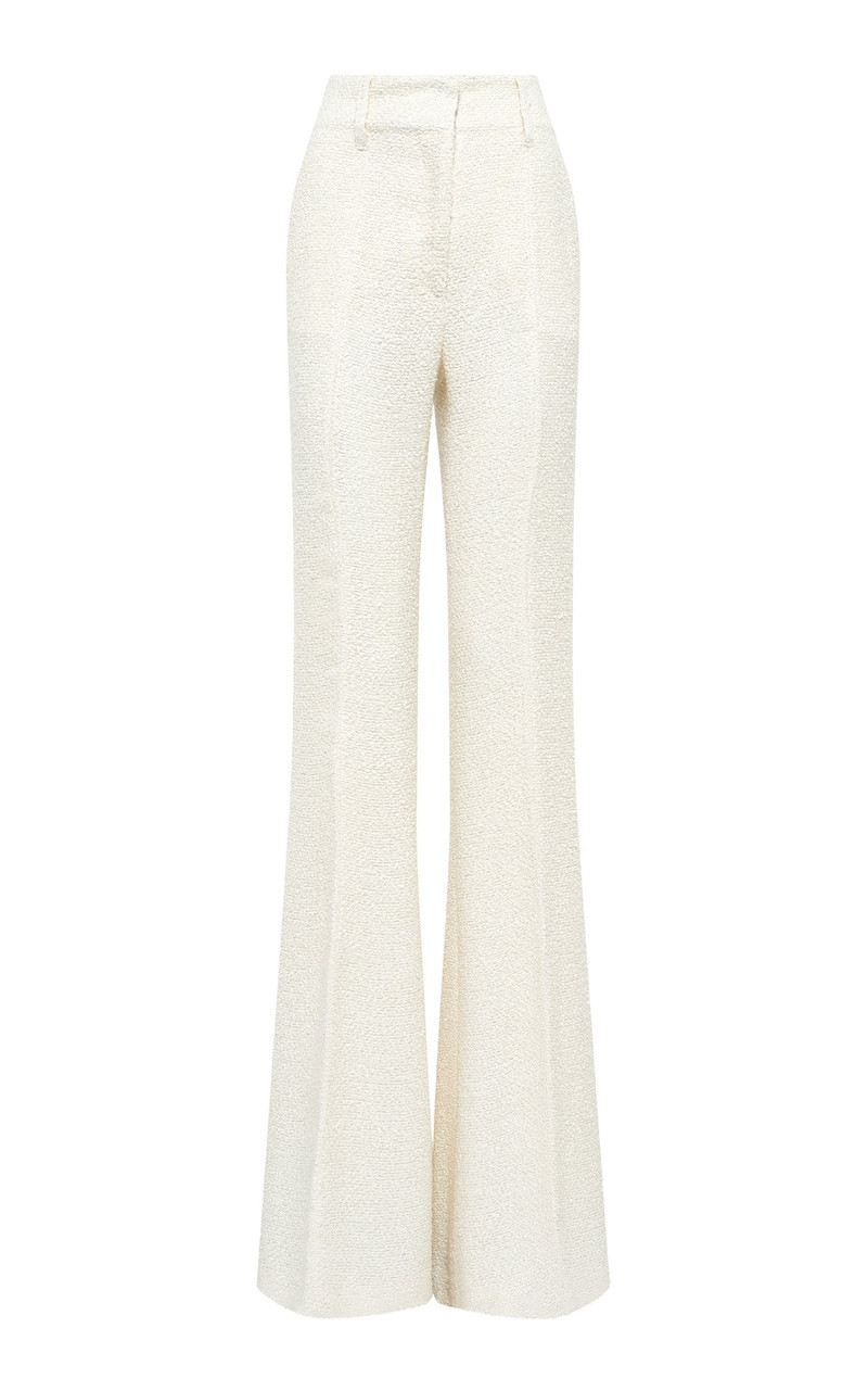 Rhein Flare Pant in Ivory Silk Boucle 1