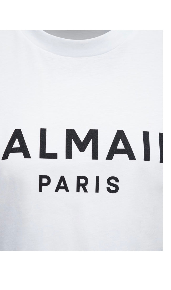 Balmain cropped t-shirt with Balmain Paris print - 3