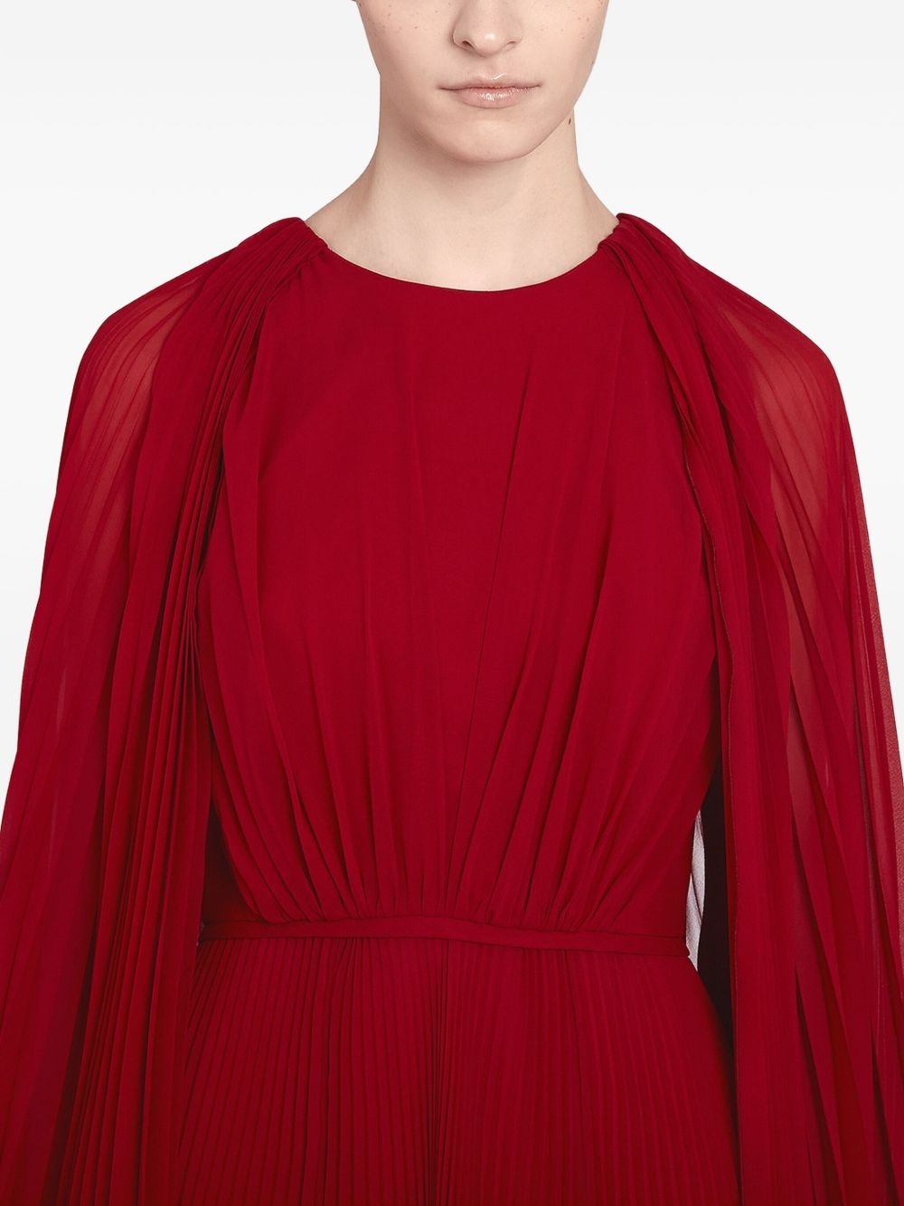 pleated cape-detail dress - 6