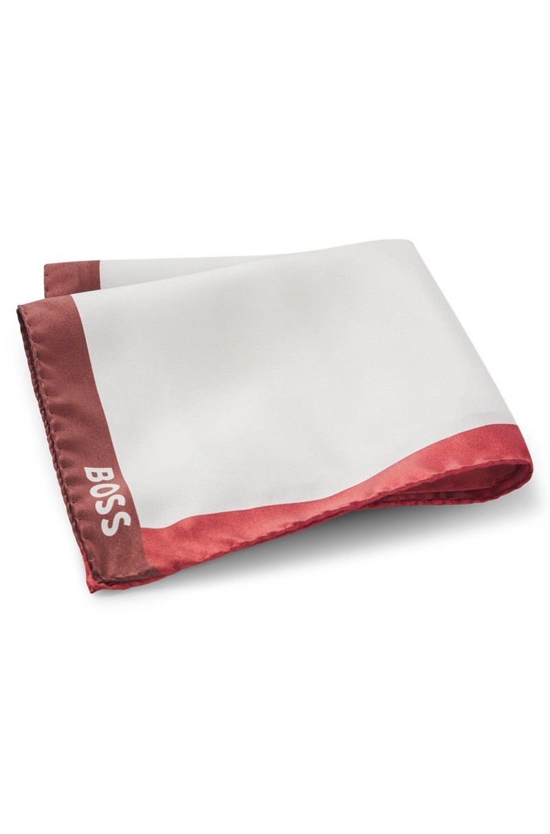 SILK POCKET SQUARE WITH BRANDING AND PRINTED BORDER 3