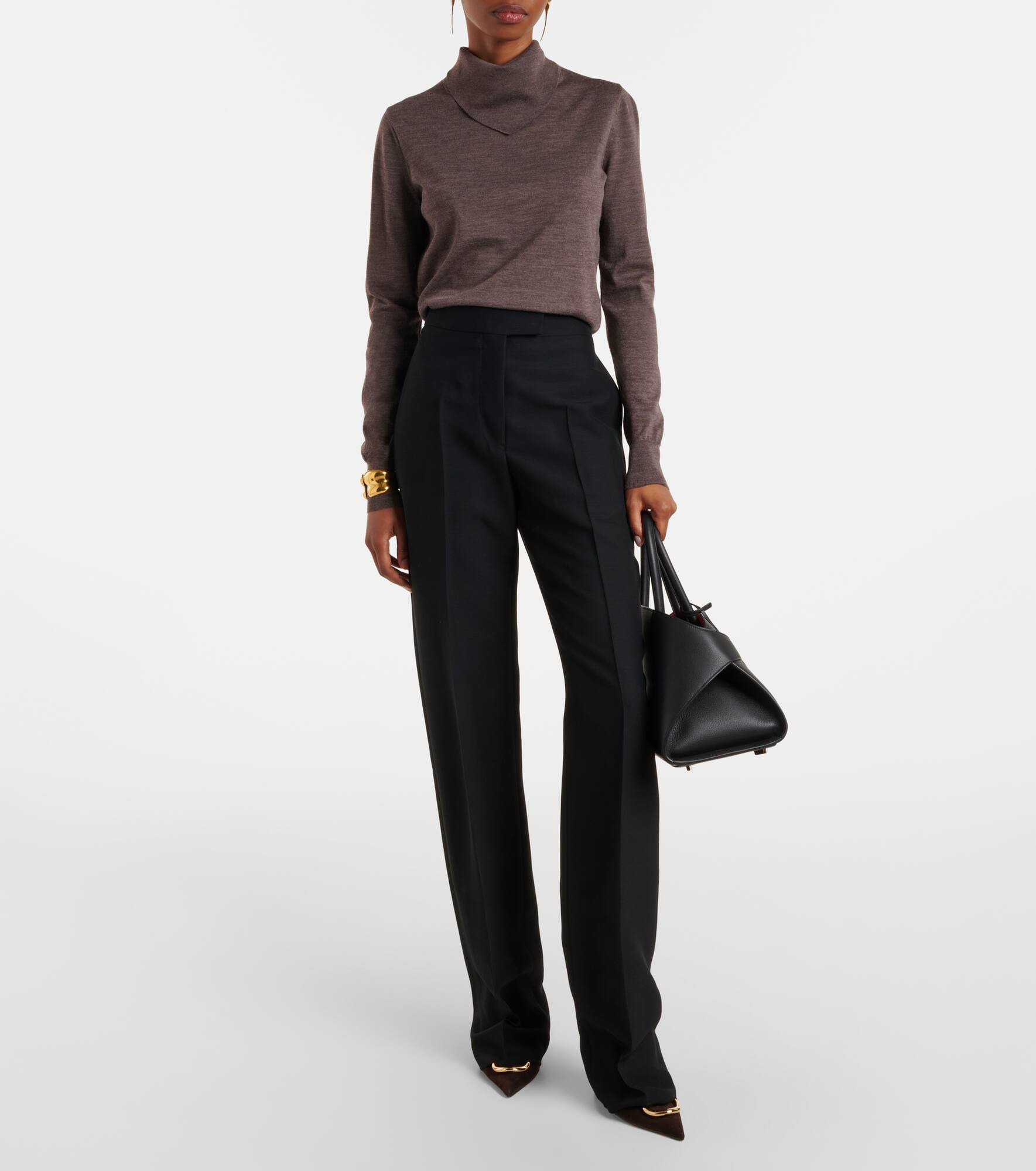 High-rise faille straight pants - 2