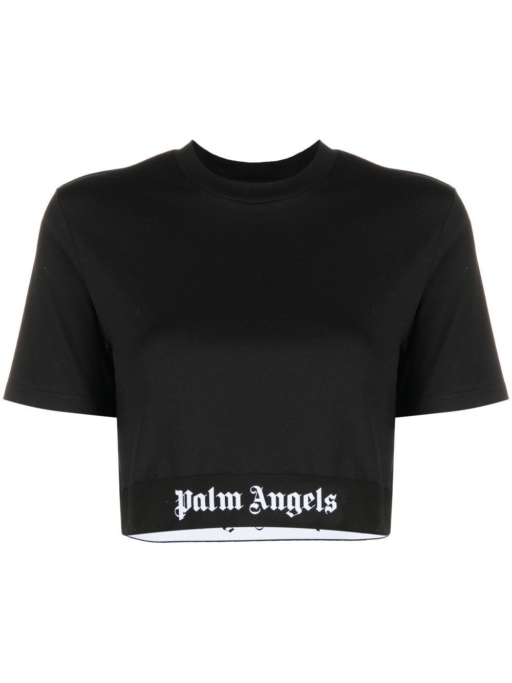 logo-tape cropped T-shirt - 1