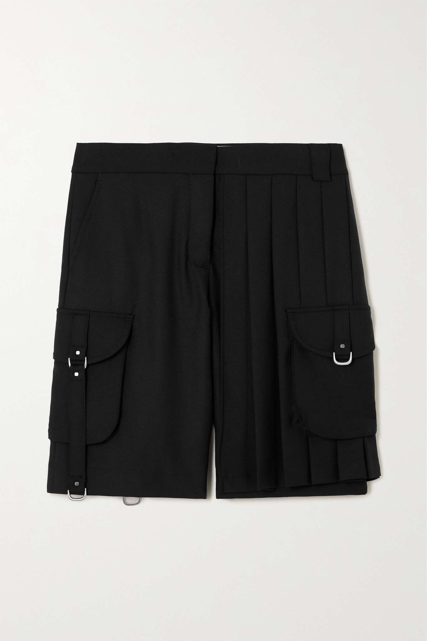 Embellished pleated crepe cargo shorts - 1
