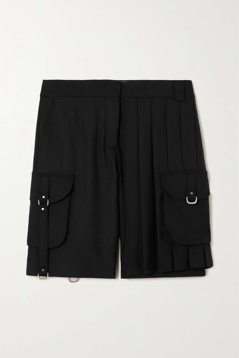 Embellished pleated crepe cargo shorts 1