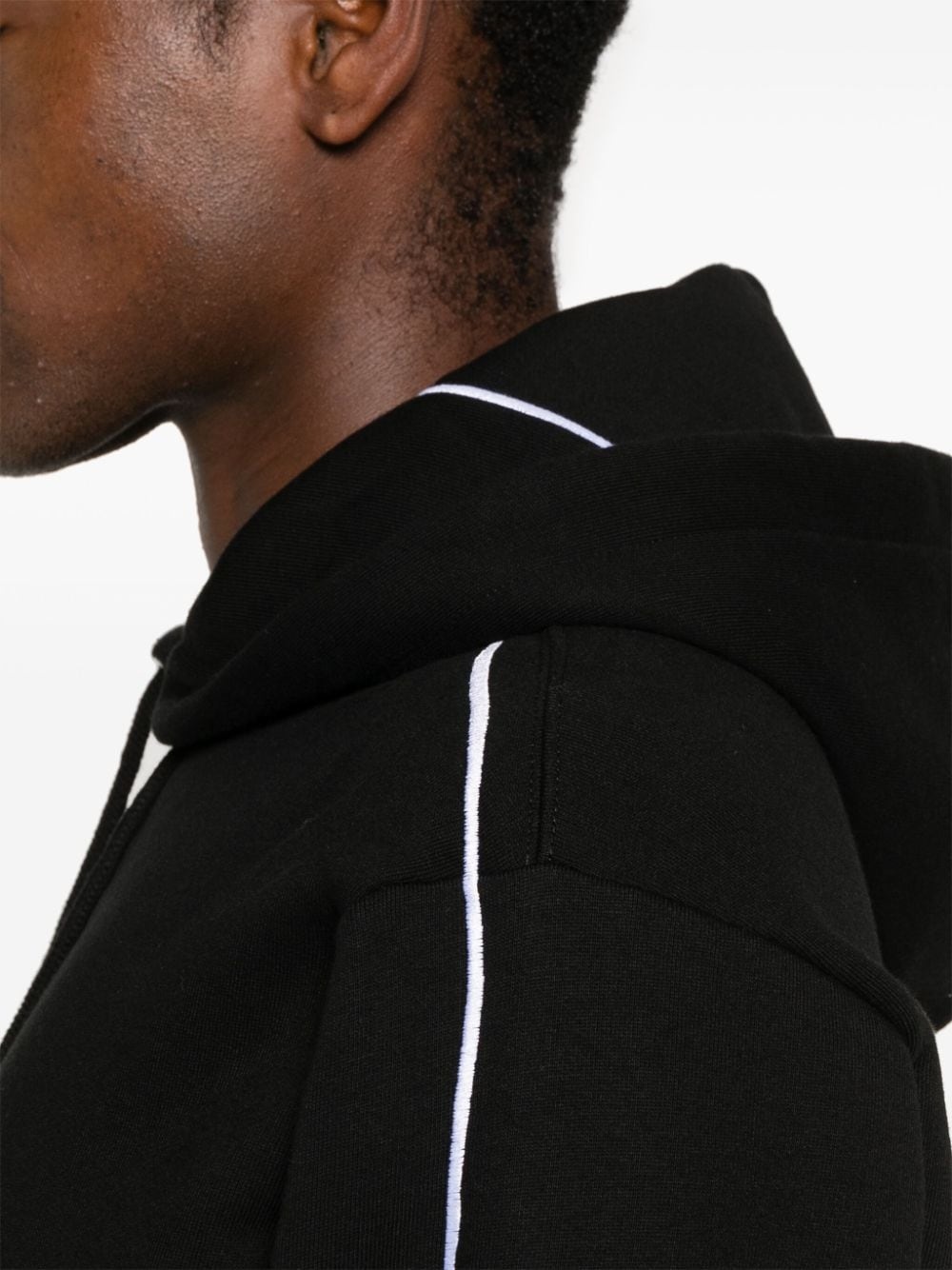 embroidered-stripe cotton hoodie - 5