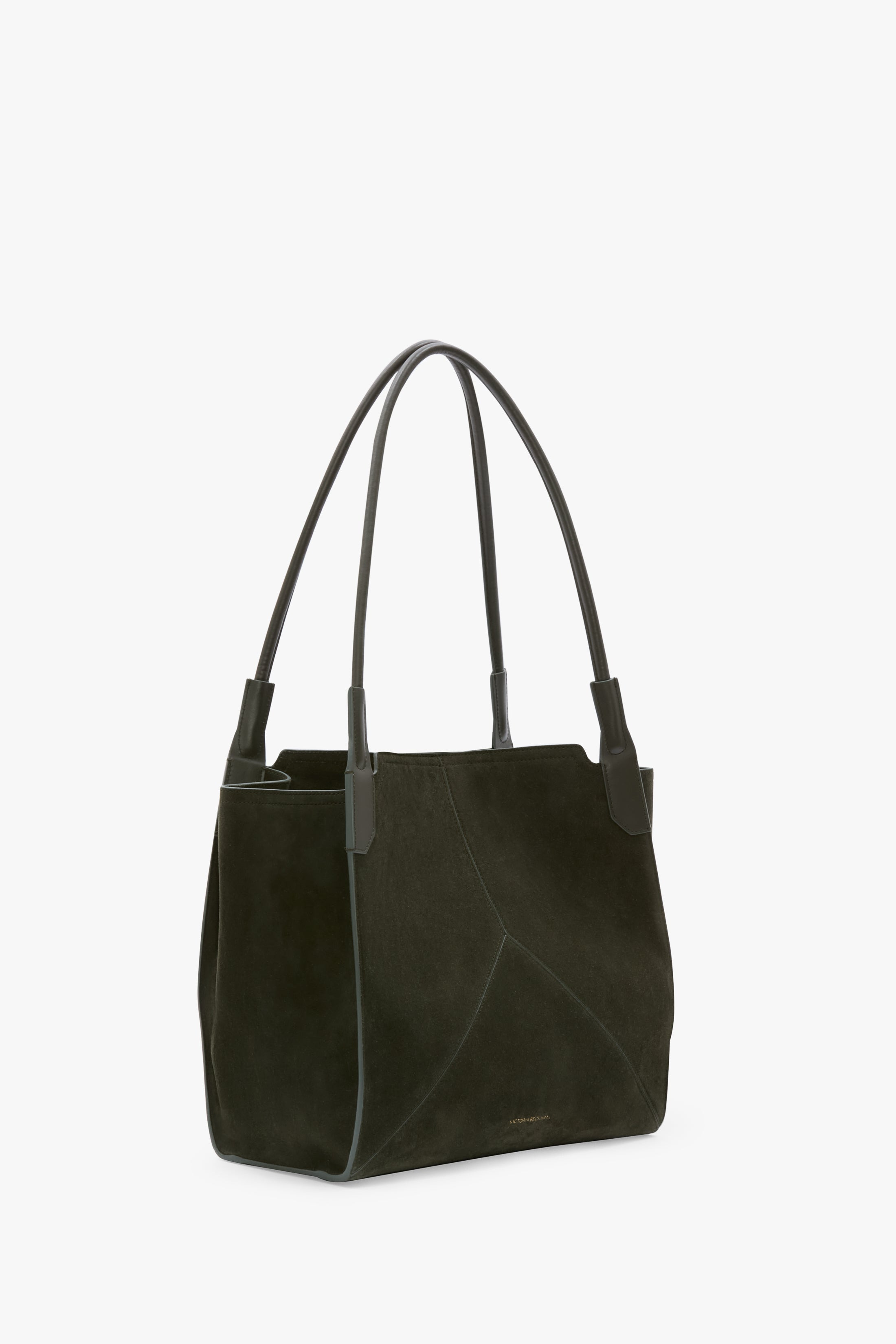 Victoria Tote In Dark Olive Suede - 2