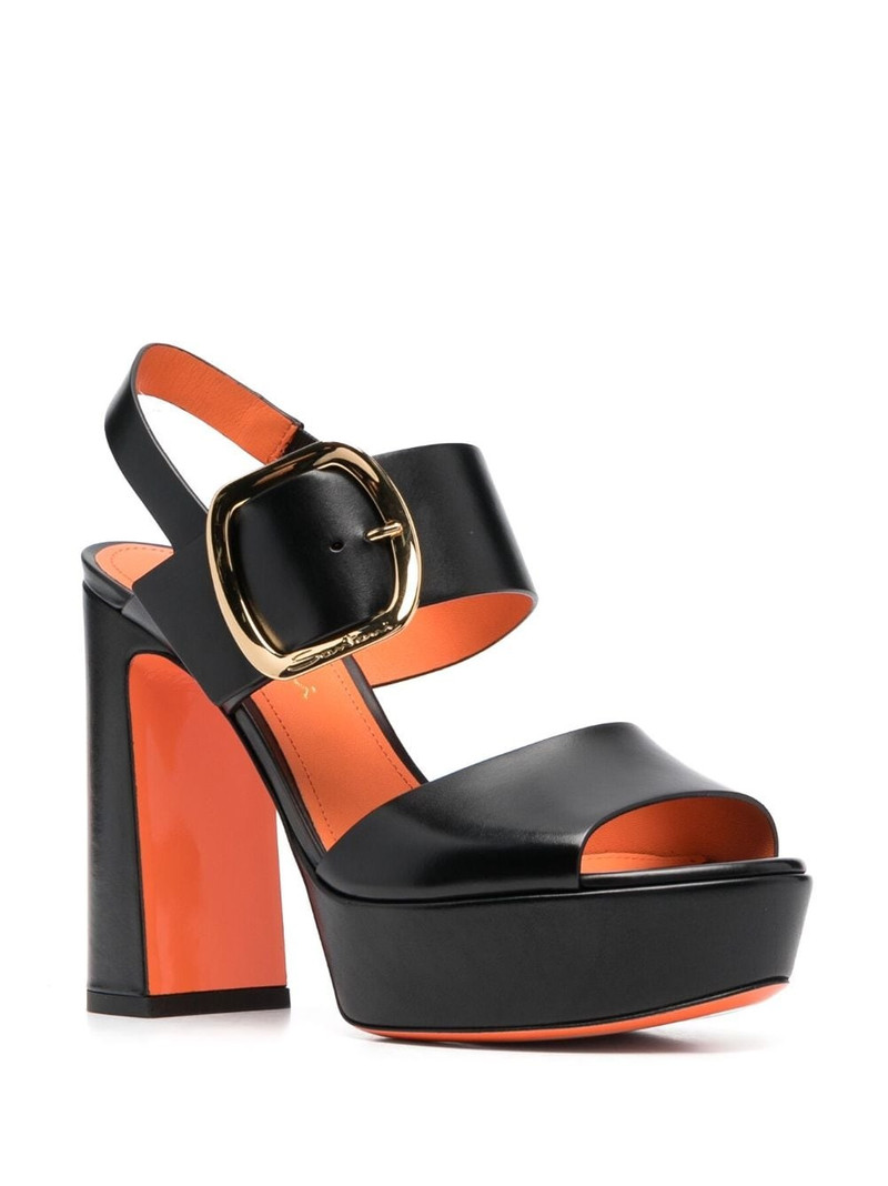 Santoni logo-buckle block-heel sandals outlook
