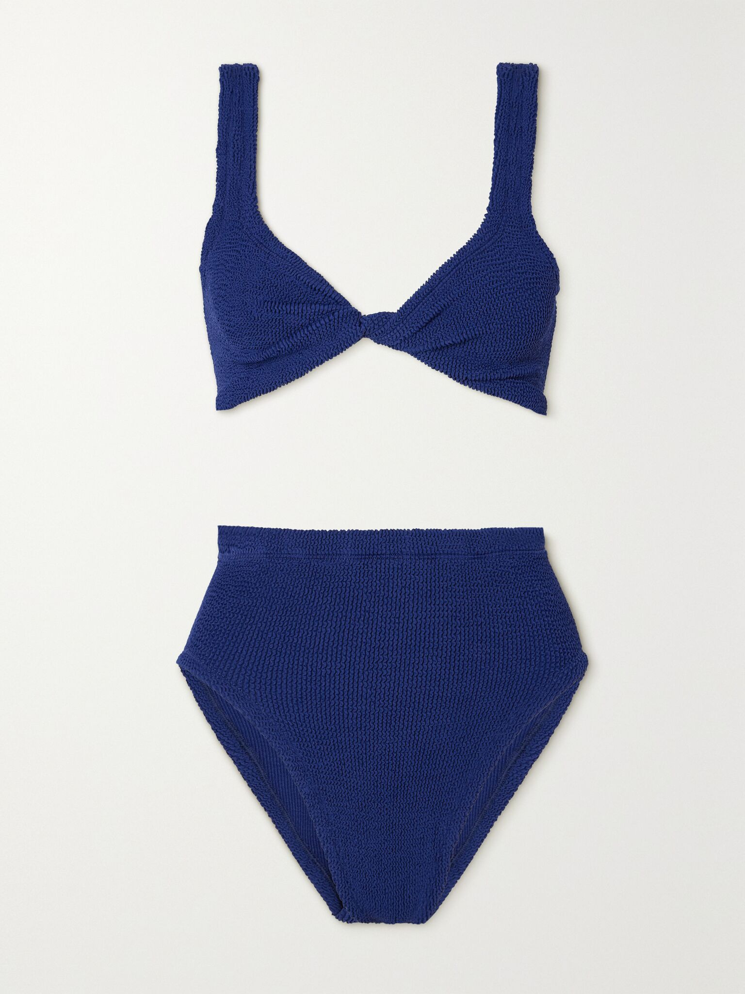 Jamie twist-front seersucker bikini Navy - 1