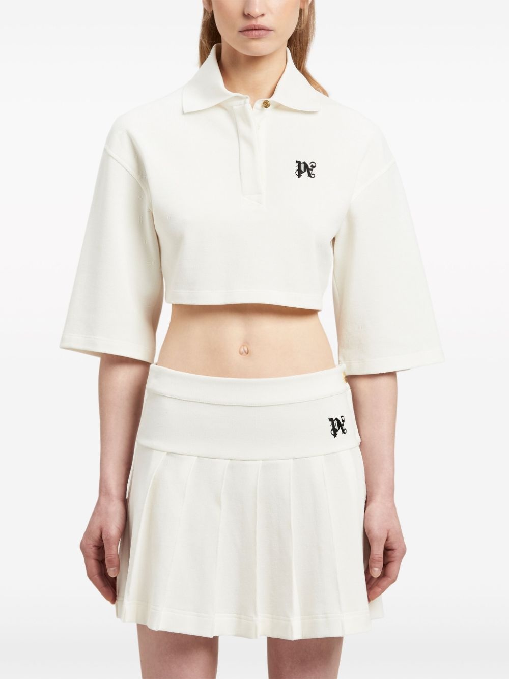 PA monogram cropped polo top - 3