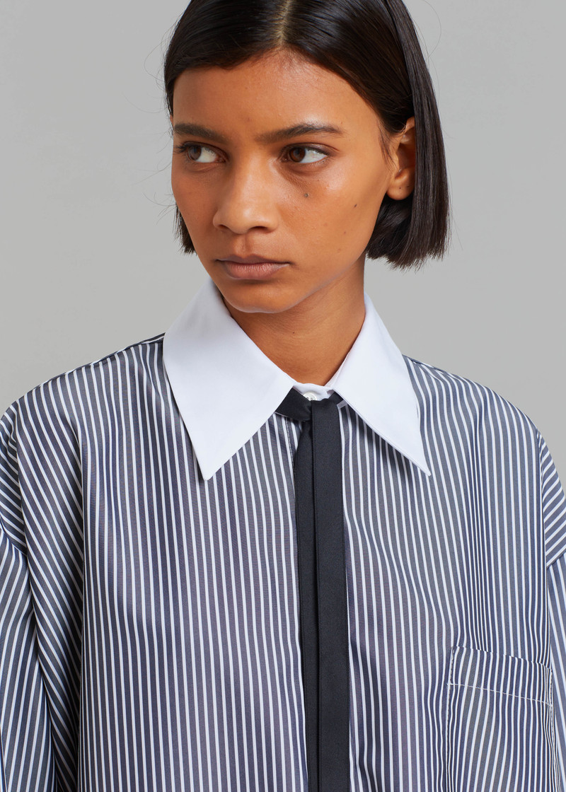 Jany Tie-Neck Shirt - Black Stripe 4