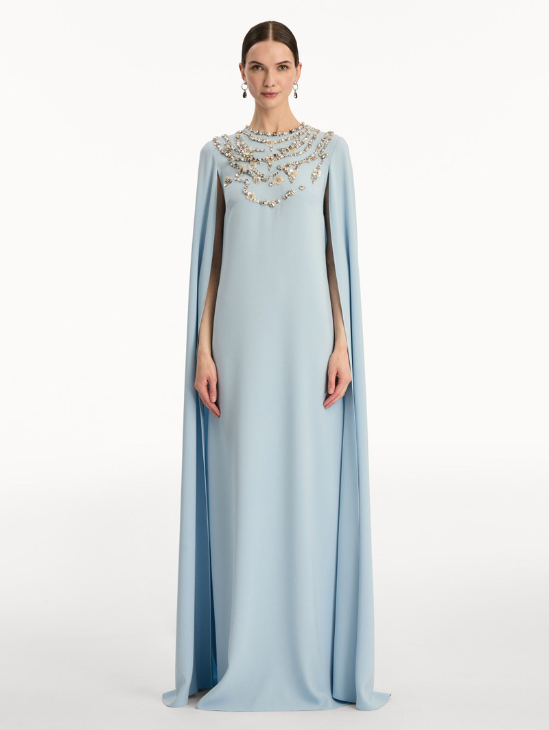 Oscar de la Renta CRYSTAL NECKLACE EMBROIDERED CAFTAN outlook