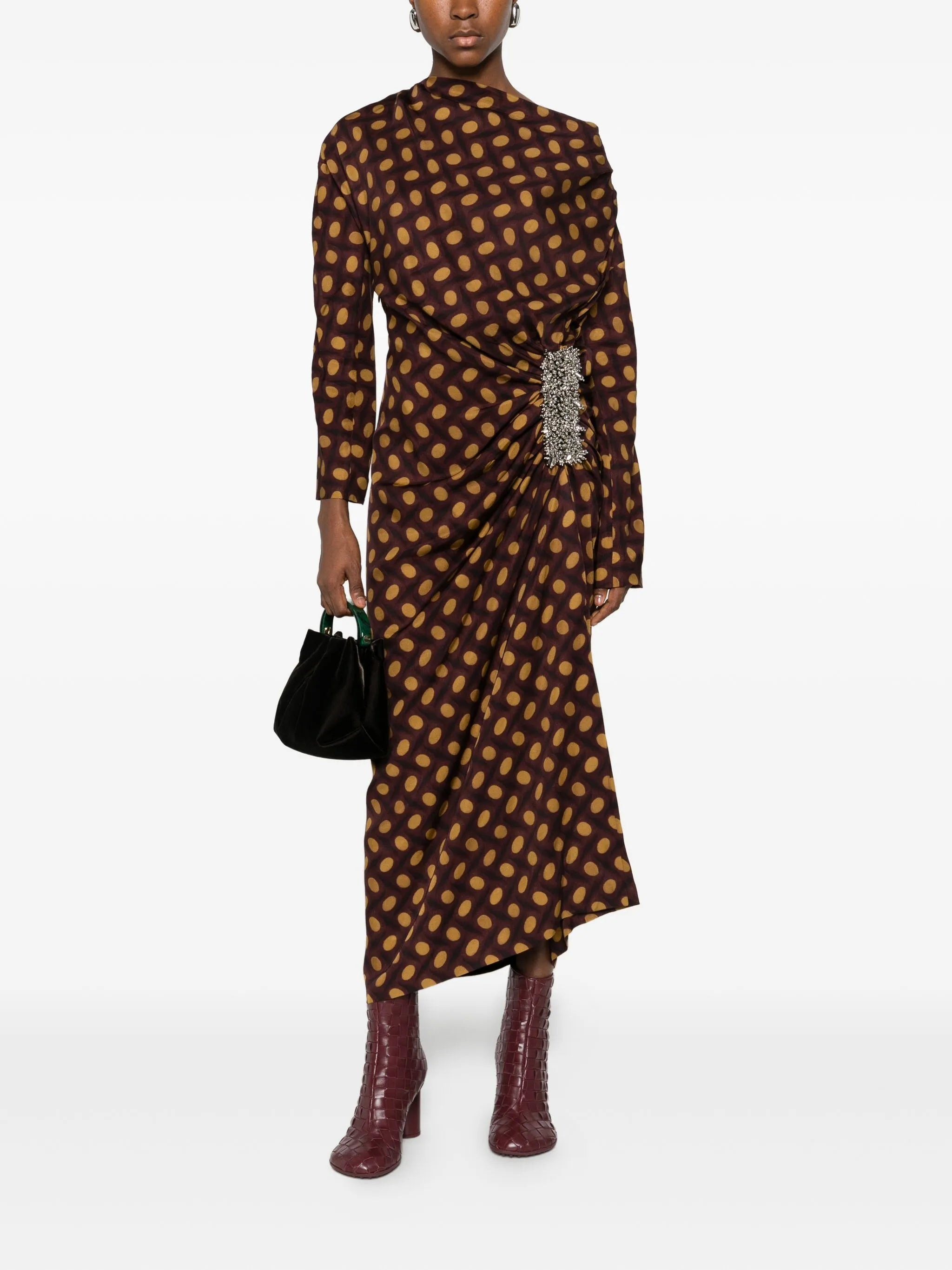 Dries Van Noten Polka-dot Draped Asymmetric Dress - 3
