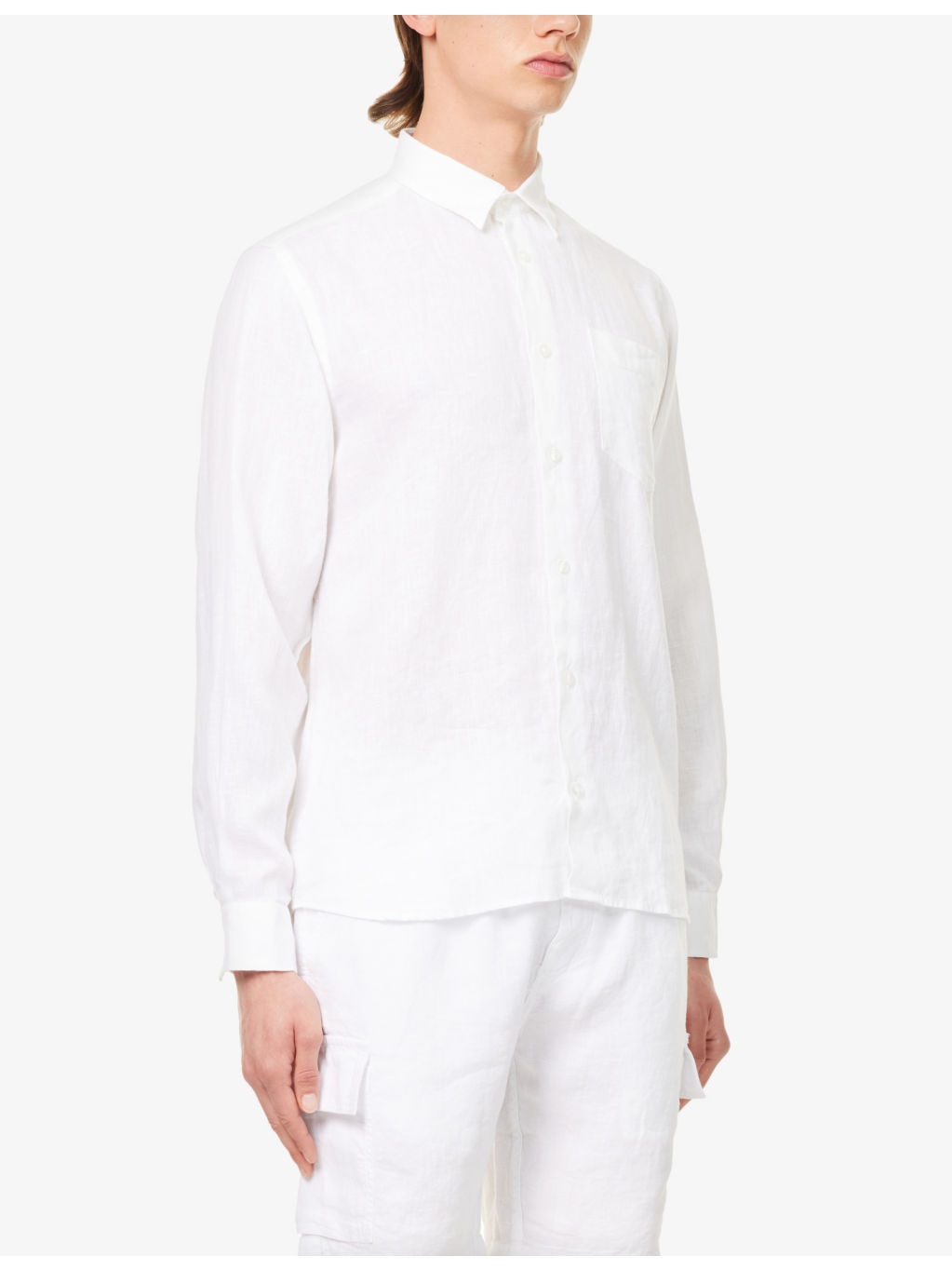 Caroubis logo-embroidered linen shirt - 3