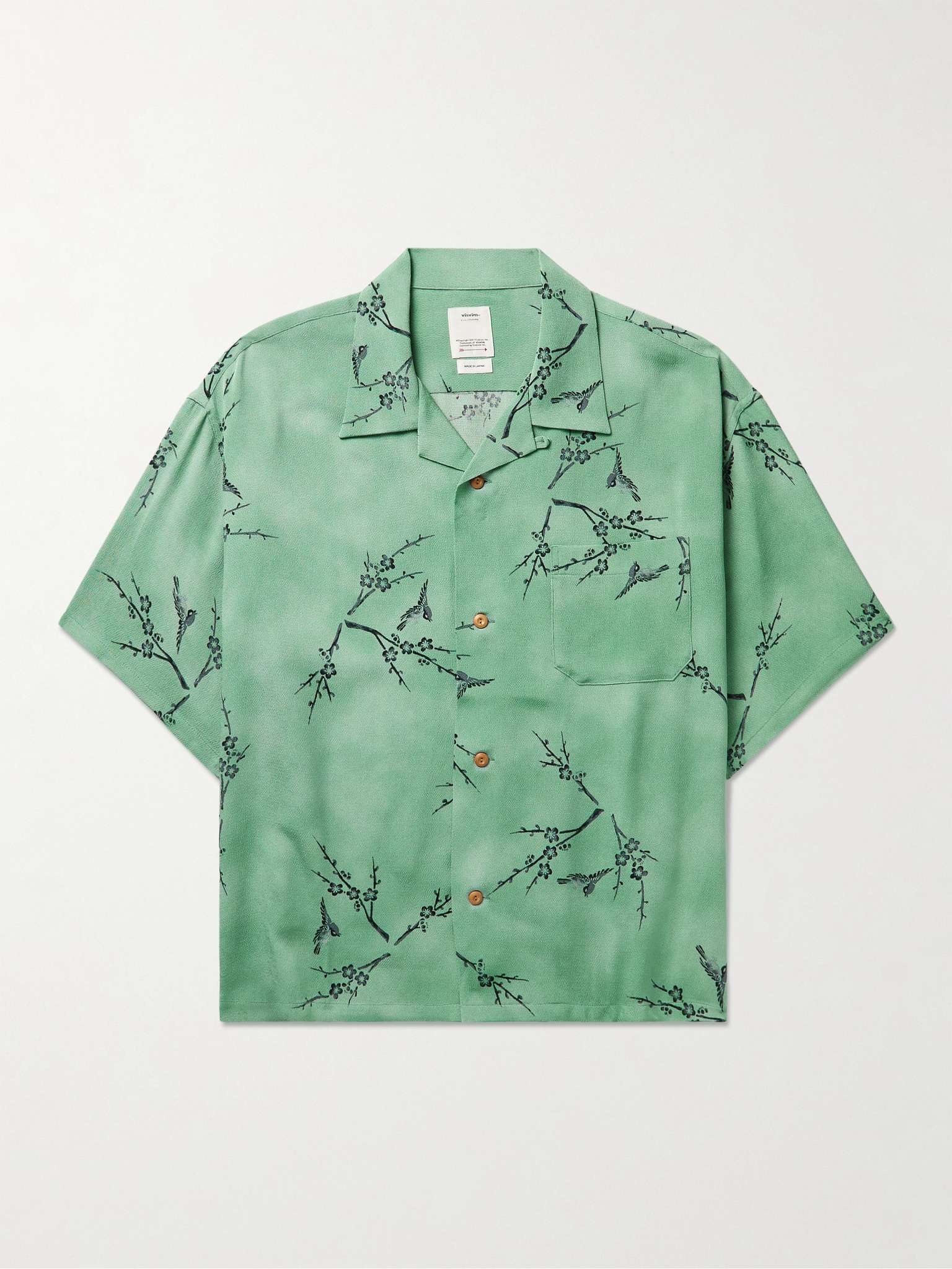 Harmon Convertible-Collar Printed Silk-Cloqué Shirt