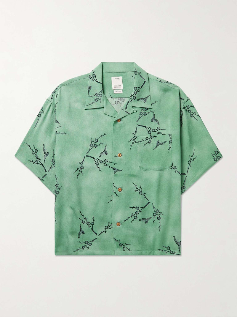Harmon Convertible-Collar Printed Silk-Cloqué Shirt - 1