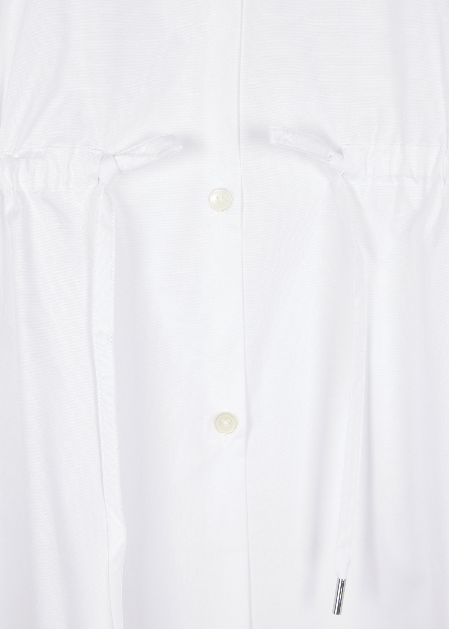 Women's White Cotton Drawstring Waist Shirt - 3