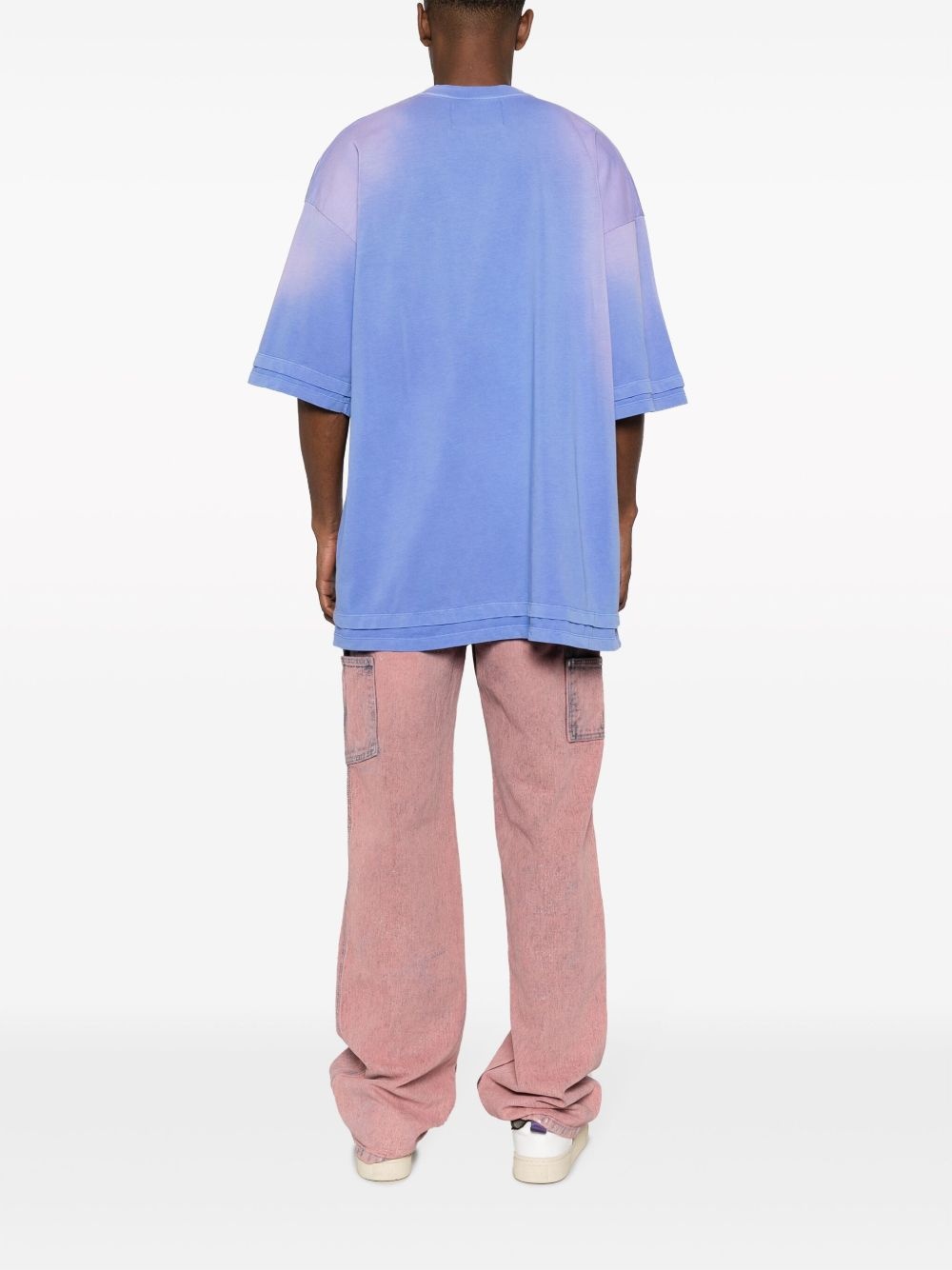 bleached-effect logo-embroidered cotton T-shirt - 4