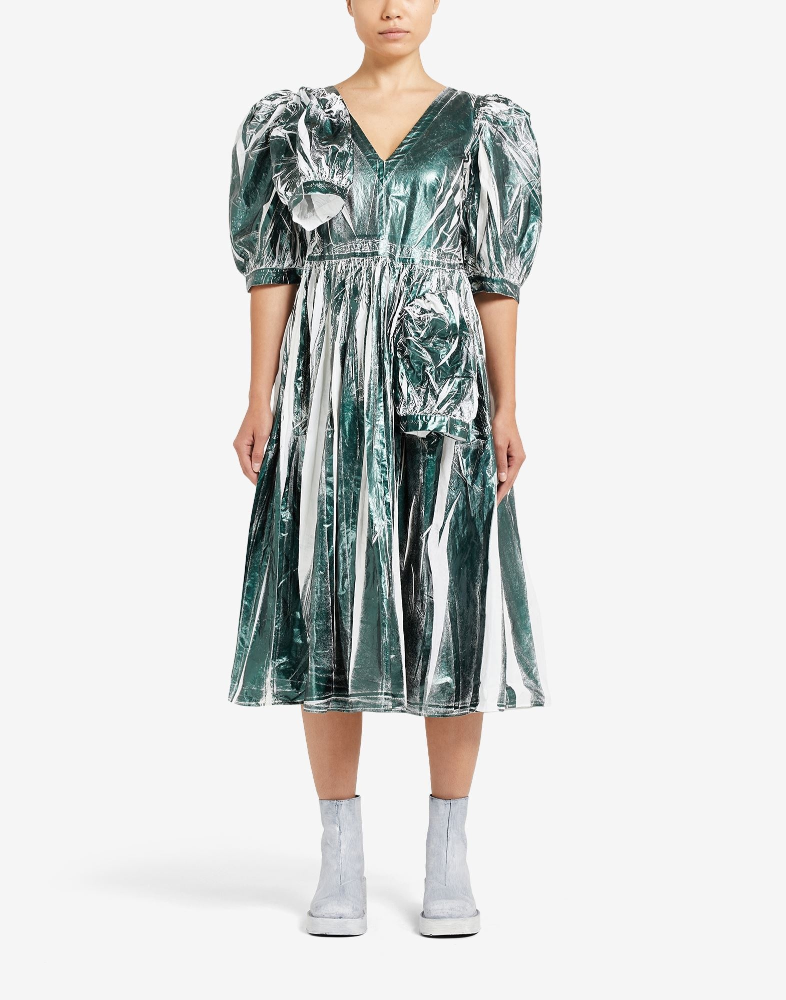 Gathered dress with hanging sleeves - 2