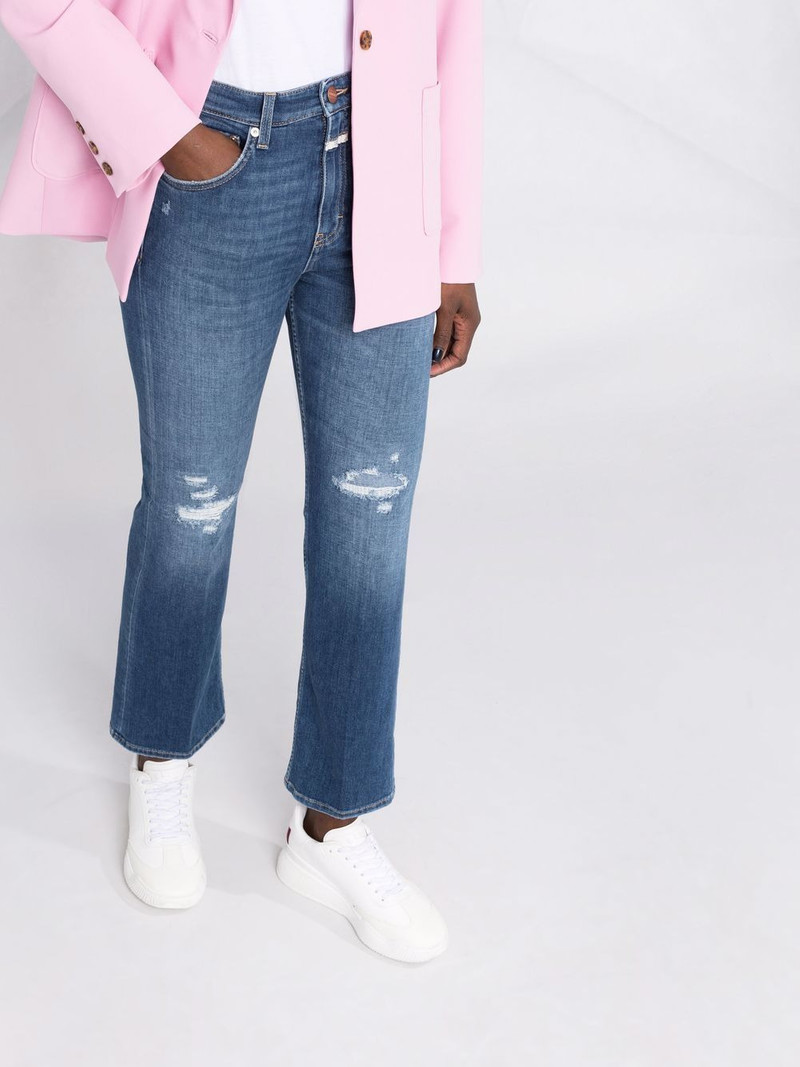 distressed straight-leg tapered jeans 5