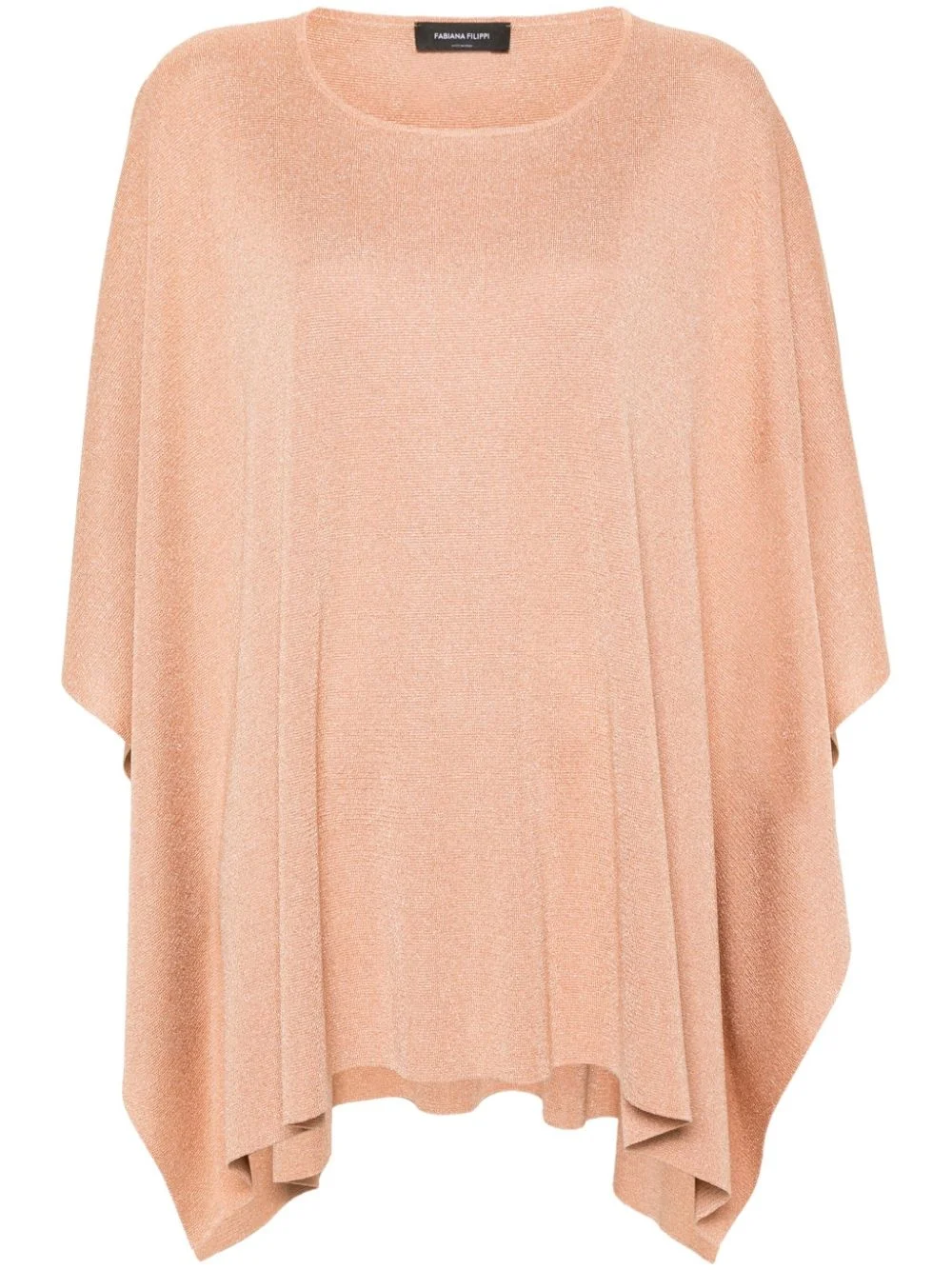 metallic-threading knitted poncho - 1