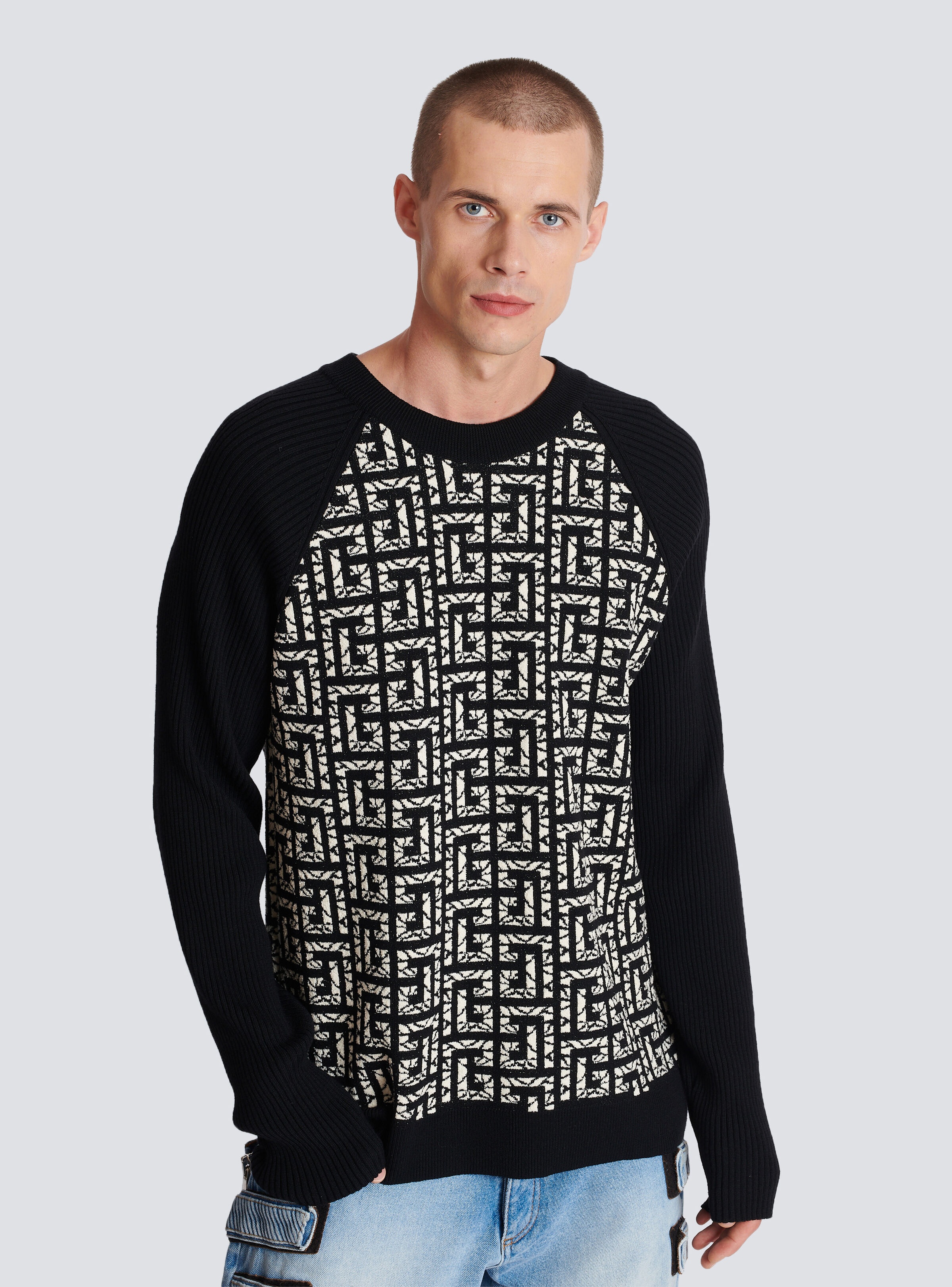 Wool jumper with marbled monogram - 9
