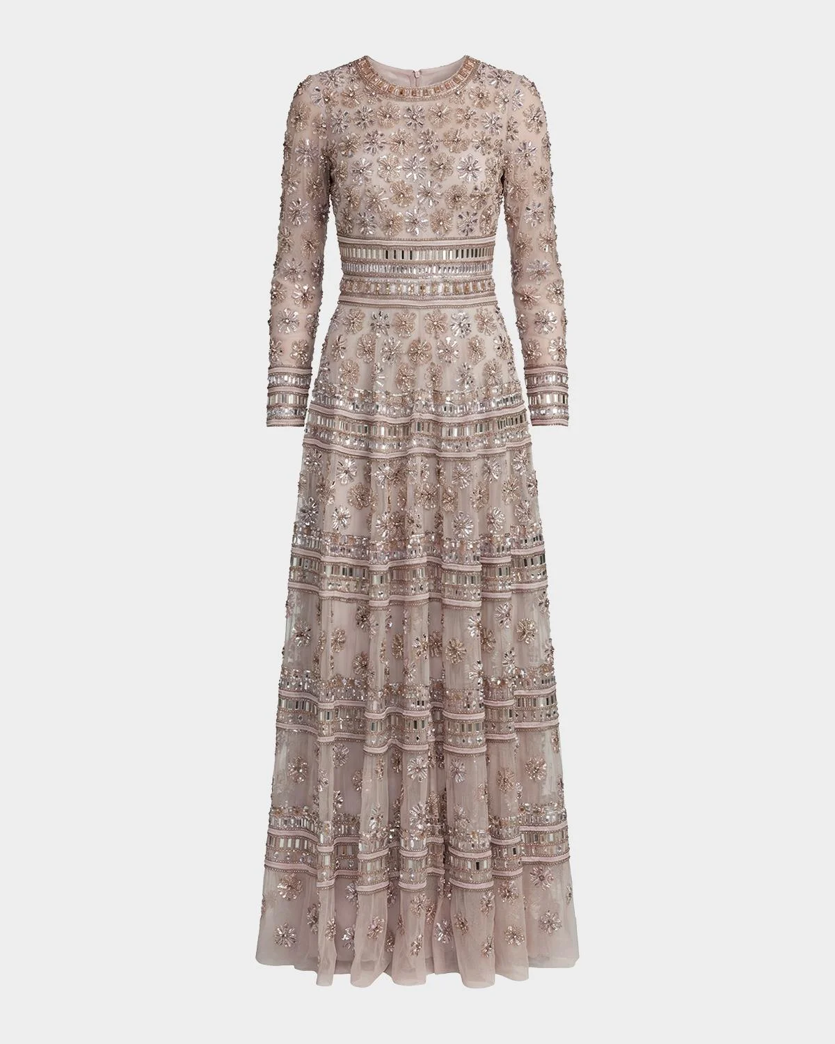 Bead Embroidered A-Line Gown - 1