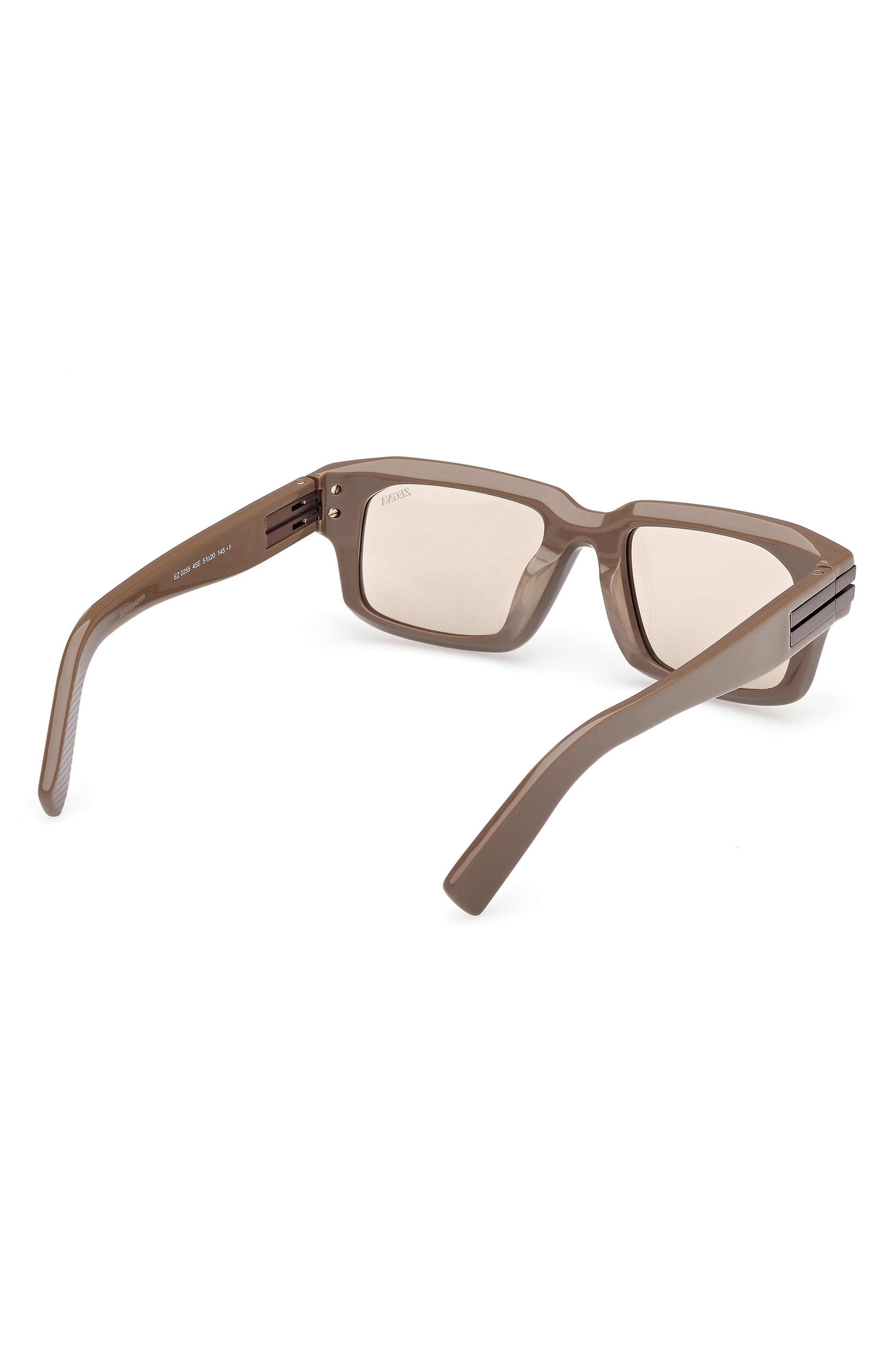 ZEGNA 51mm Rectangular Sunglasses in Shiny Light Brown at Nordstrom - 6