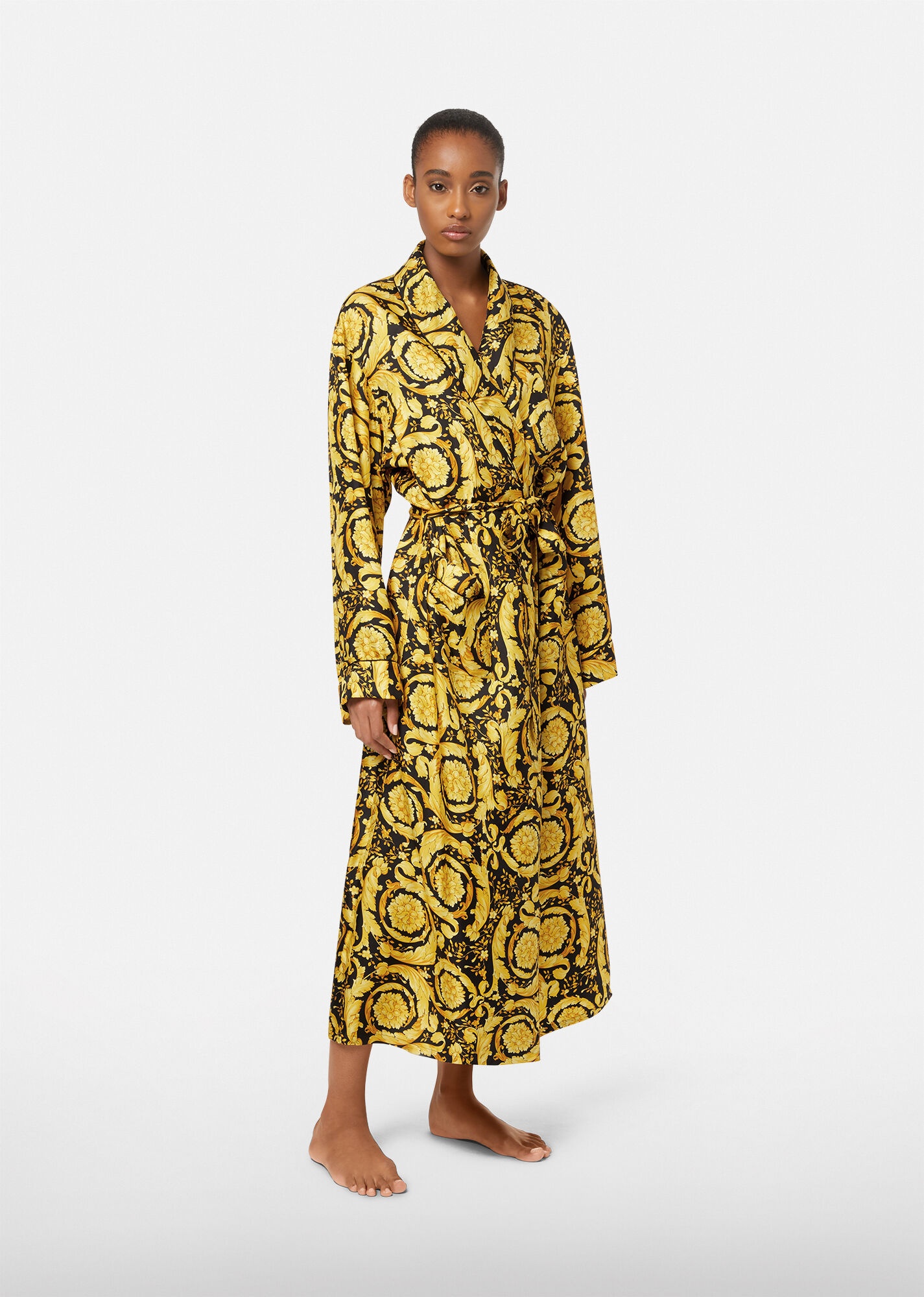 Barocco Print Silk Robe - 2