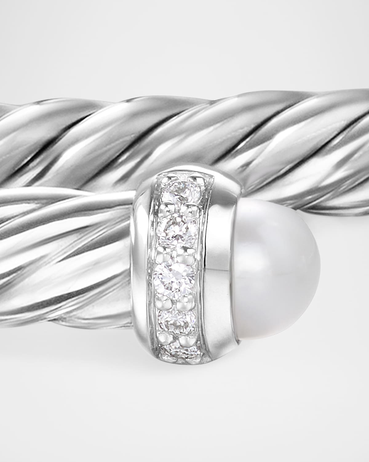 Modern Cable Flex Bracelet with Gemstones and Diamonds in Silver, 4mm - 4