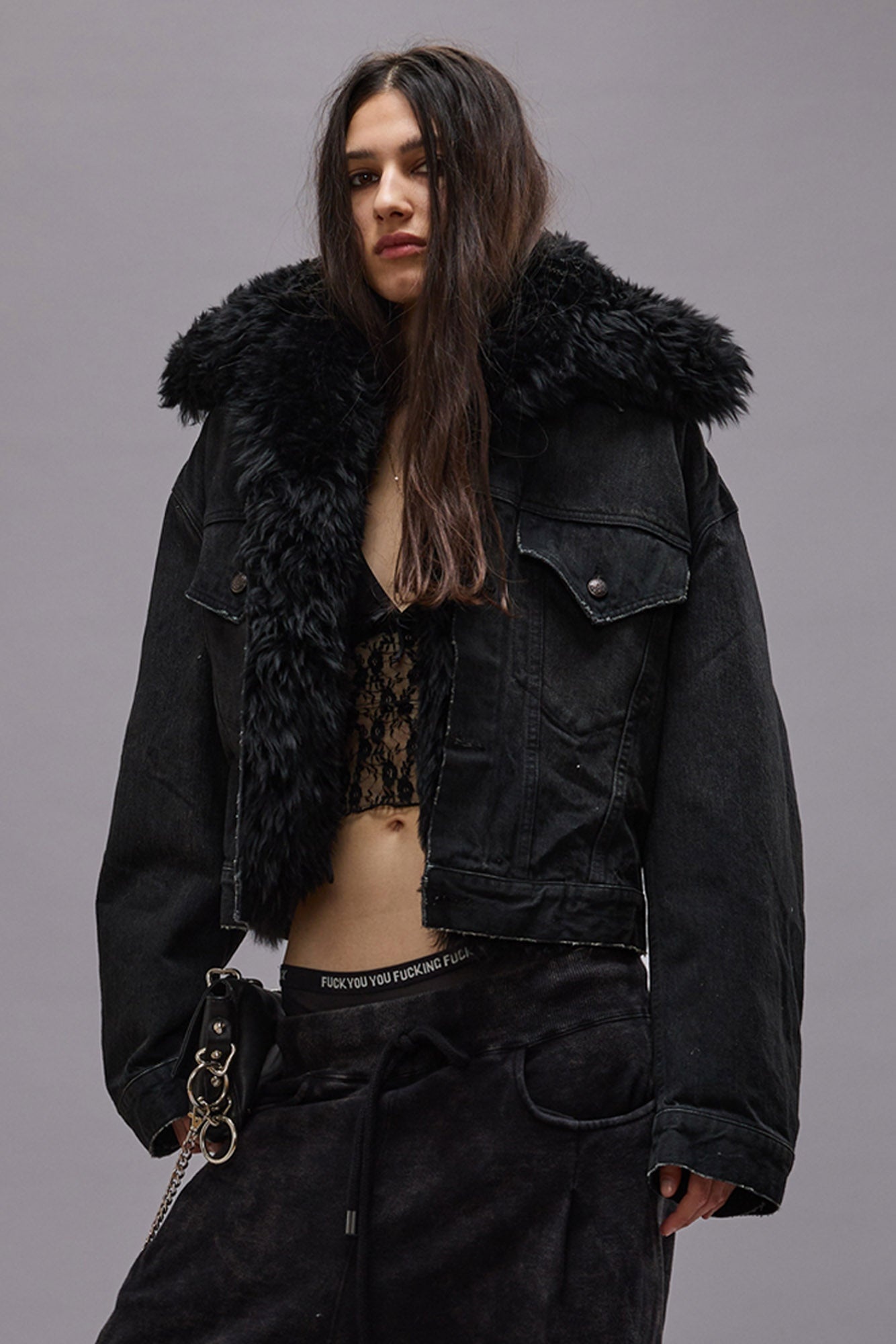 2 IN 1 ELI BOXY TRUCKER JACKET - BOLT BLACK -R13 - 2