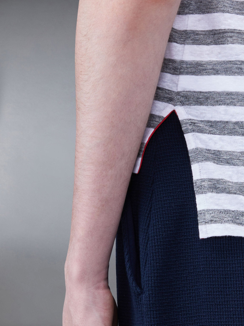 Linen Jersey Short Sleeve Striped Polo 6