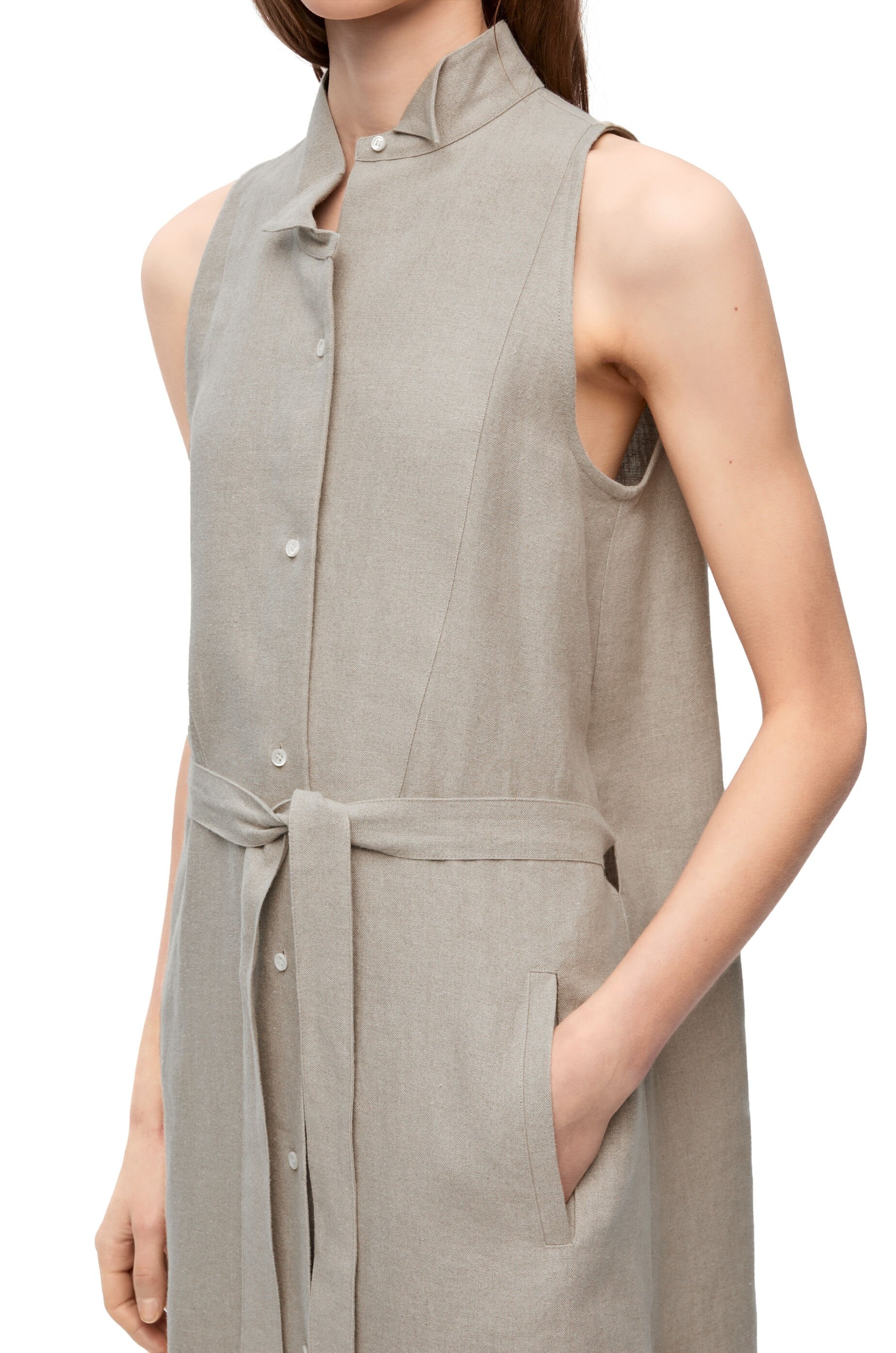 Asymmetric shirt dress in linen - 4
