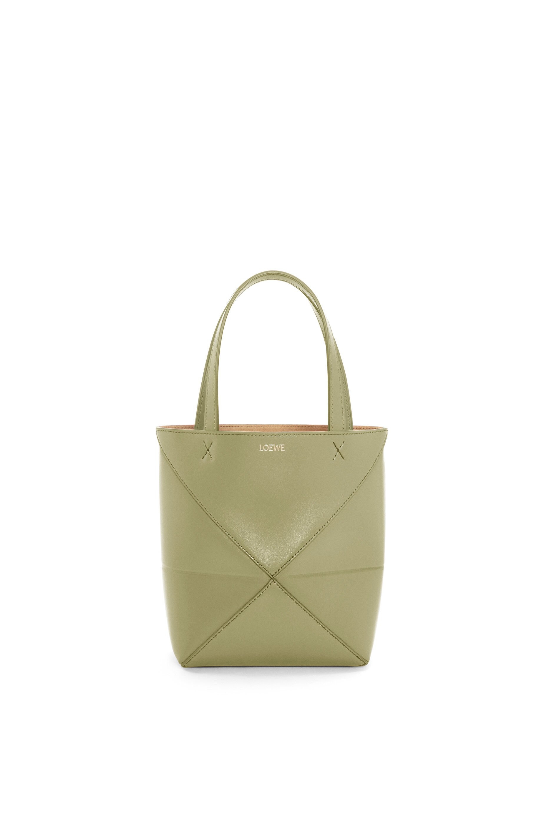 Mini Puzzle Fold tote in shiny calfskin - 1