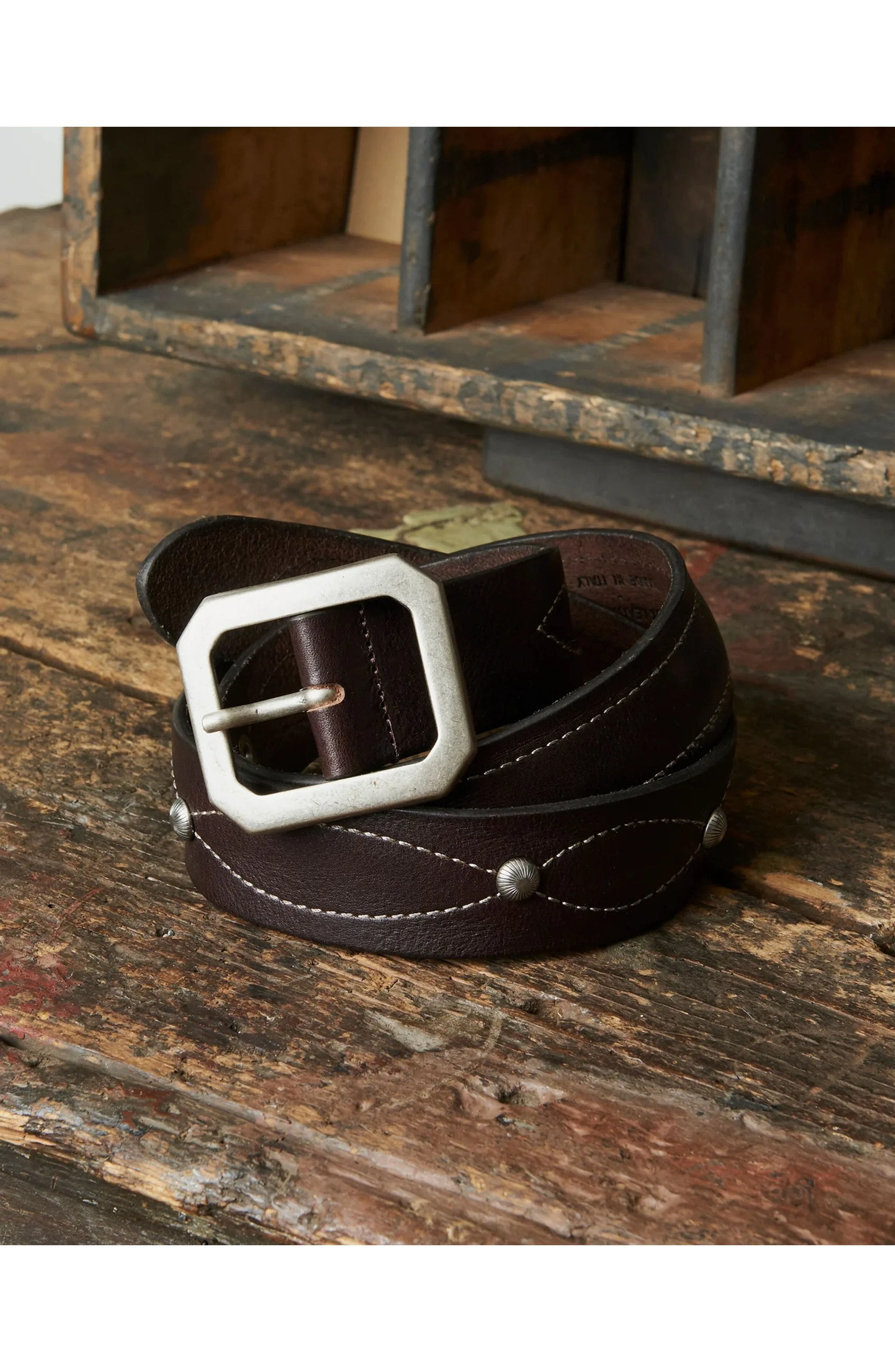Fortela Oregon Leather Belt with Squared Buckle in Testa Moro at Nordstrom - 1