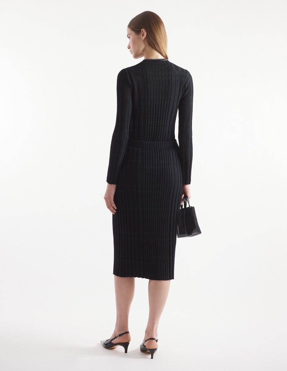 FESTIVE PROFILE FOX PATCH STRIPES RIBBED SKIRT - 5