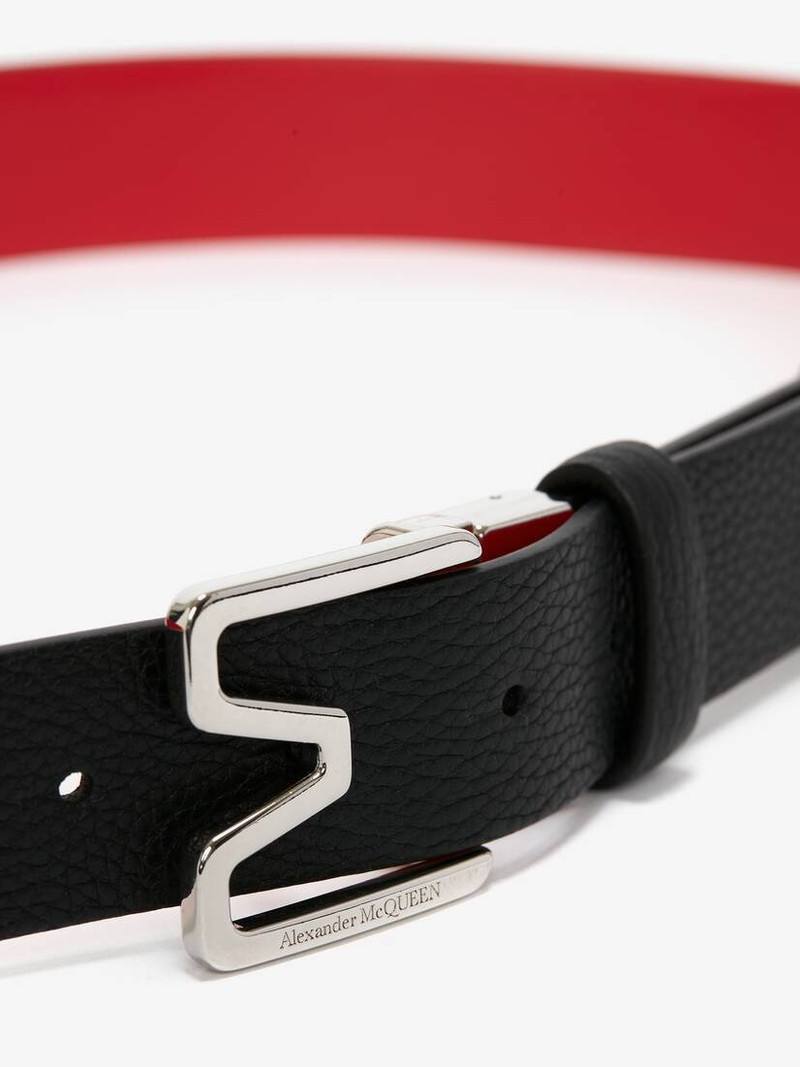 Men's Reversible M Belt in Black/lust Red 3