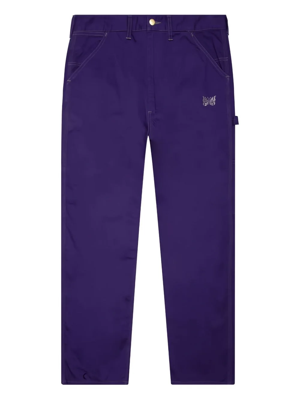 butterfly-embroidered twill trousers - 1