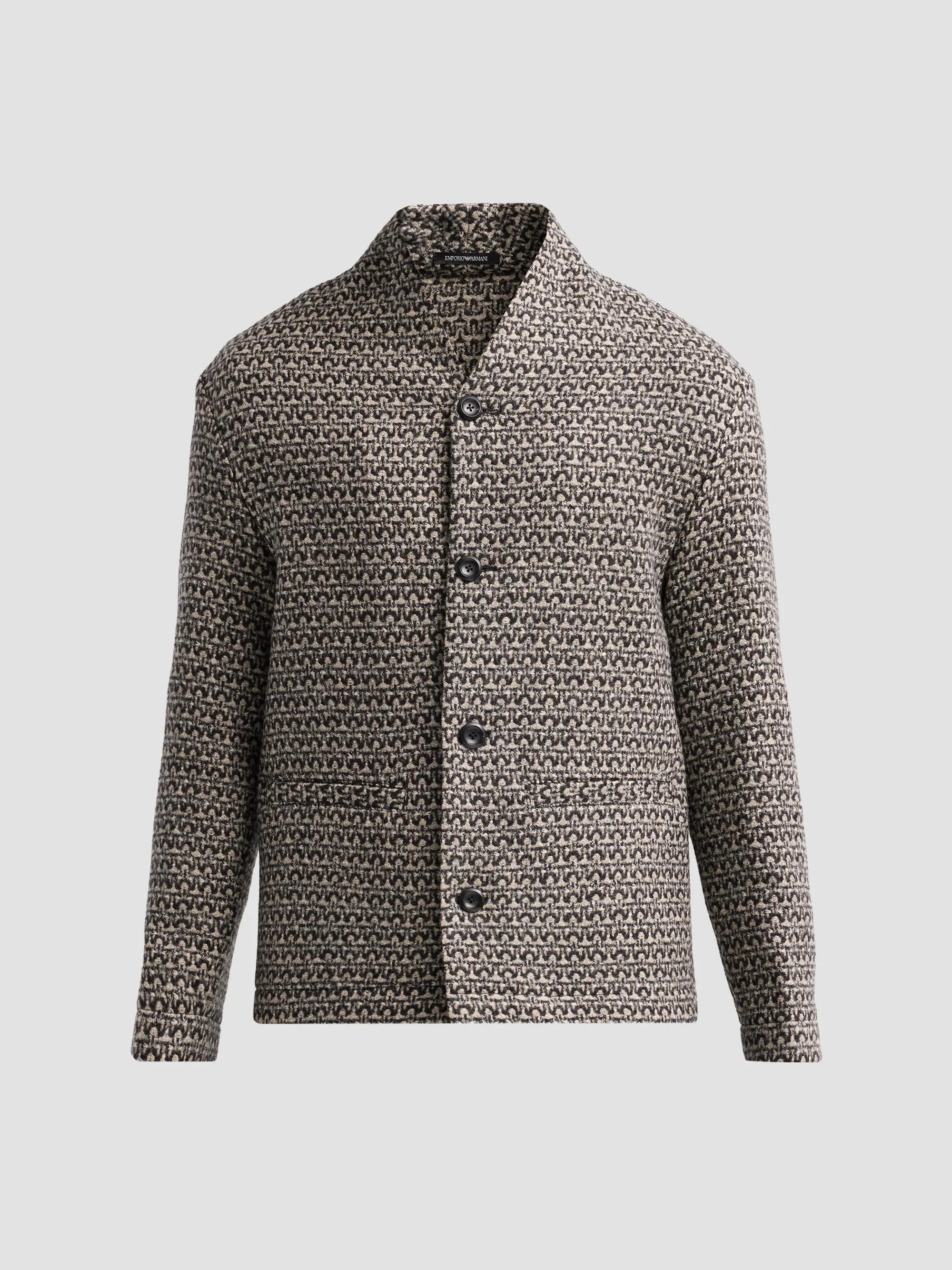 Men's Geo Tweed-Effect Wool Cardigan Jacket - Multi - 1