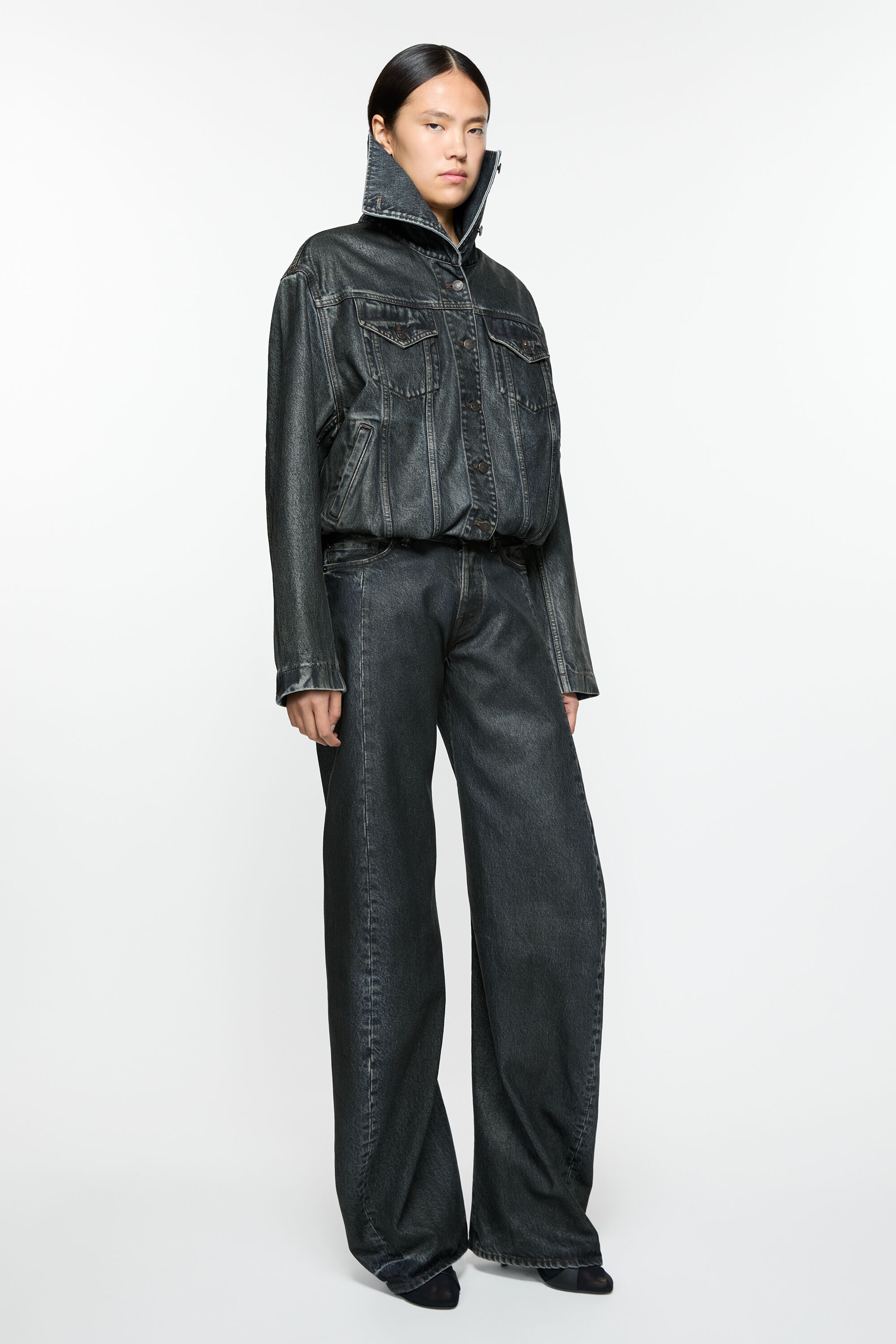 Coated denim jacket - Black/mid blue - 5